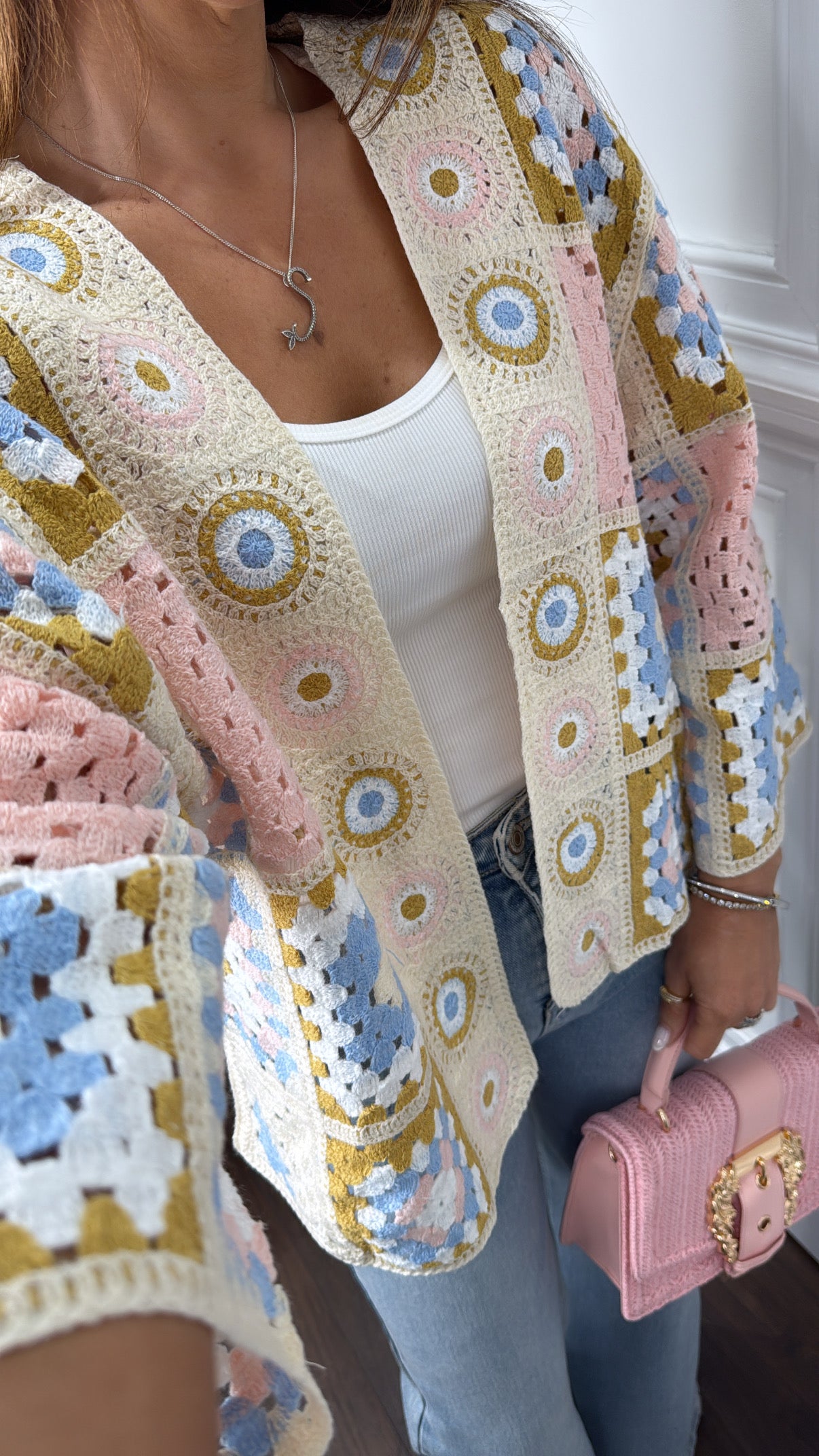 CICI pink crochet cardigan