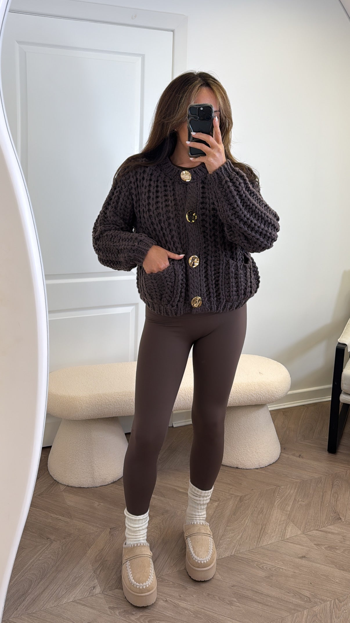 ELLA brown chunky knit cardigan