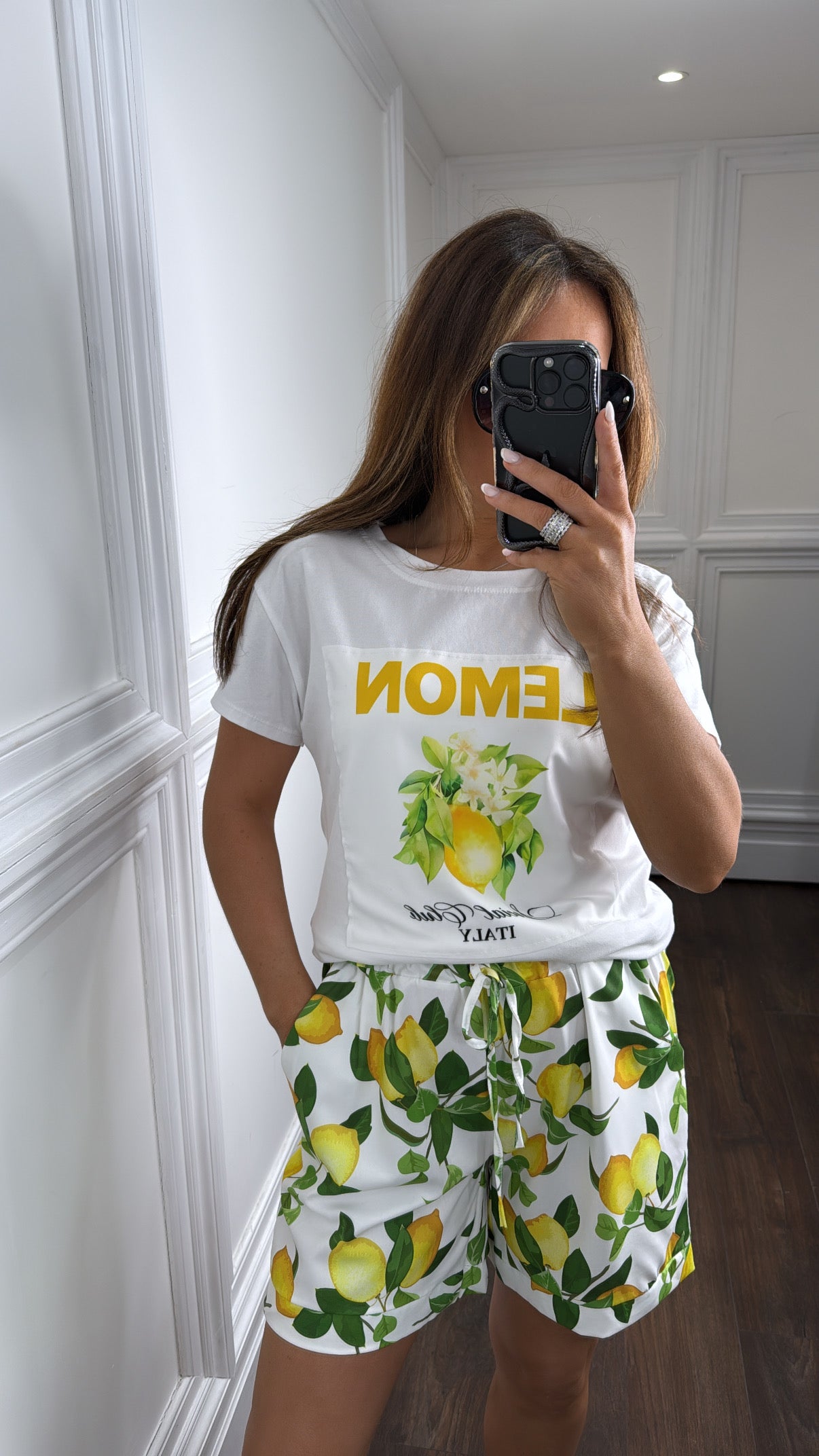 LEMON SOCIAL CLUB white and yellow top and shorts co-ord