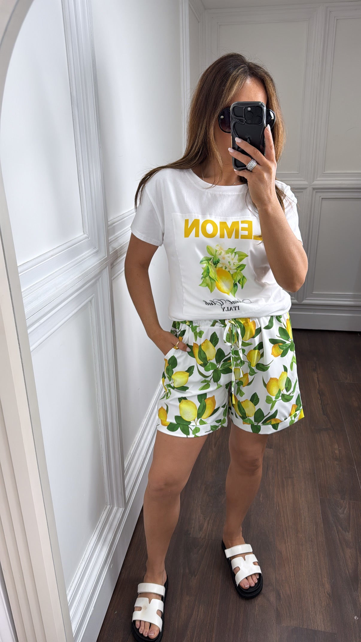 LEMON SOCIAL CLUB white and yellow top and shorts co-ord