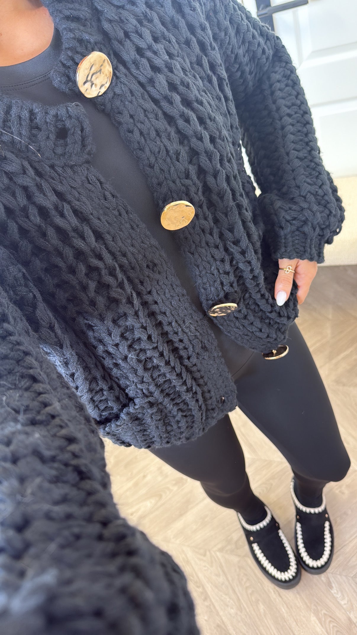 ELLA black chunky knit cardigan