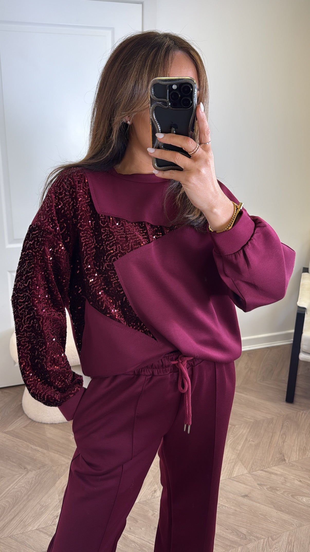 STARSTRUCK burgundy sequin star lounge set