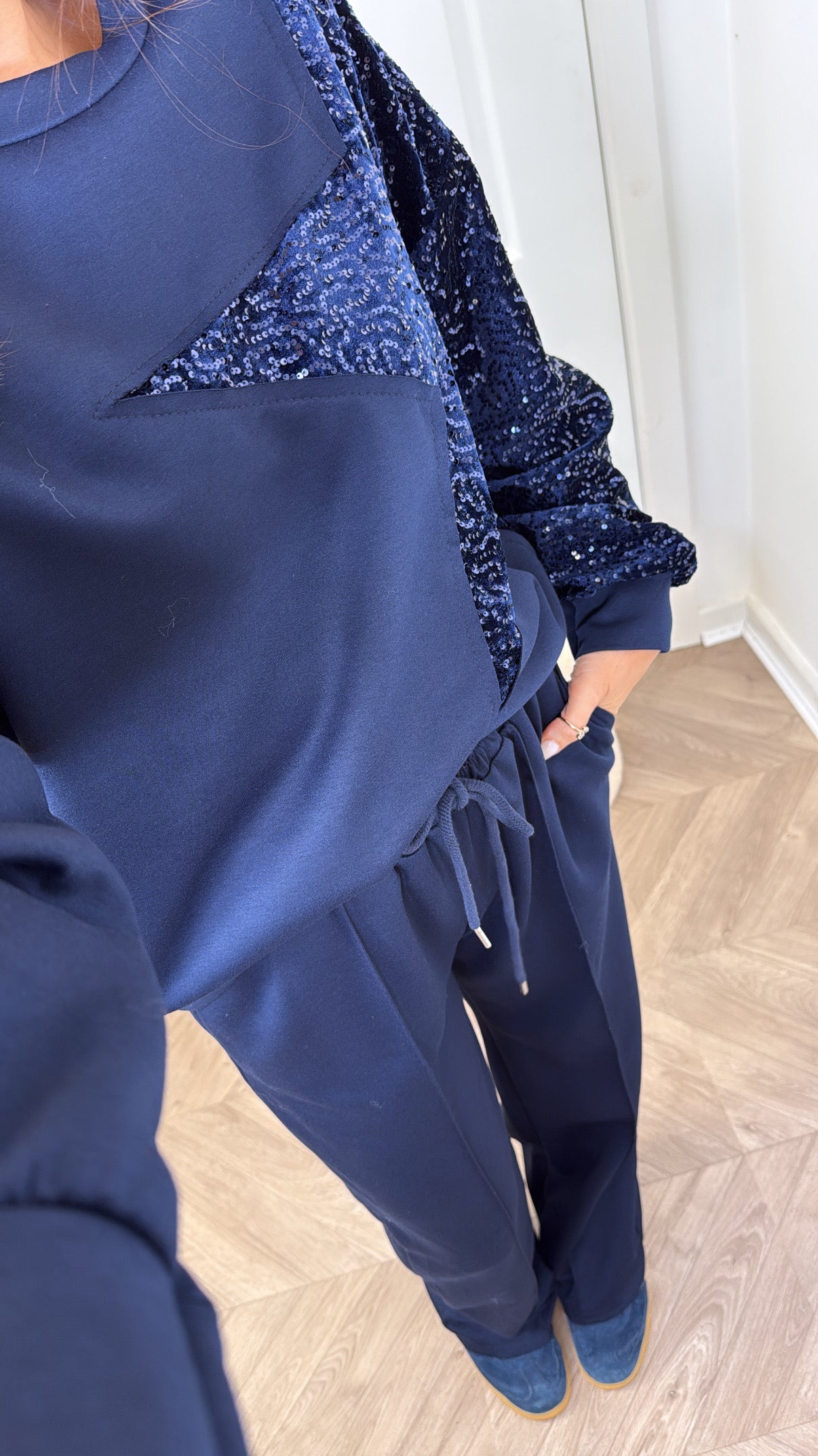 STARSTRUCK navy sequin star lounge set