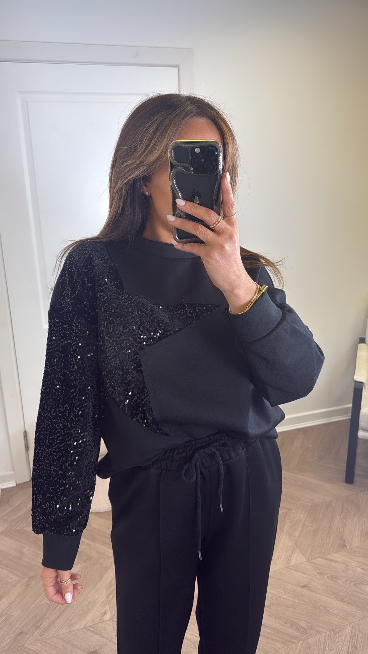STARSTRUCK black sequin star lounge set