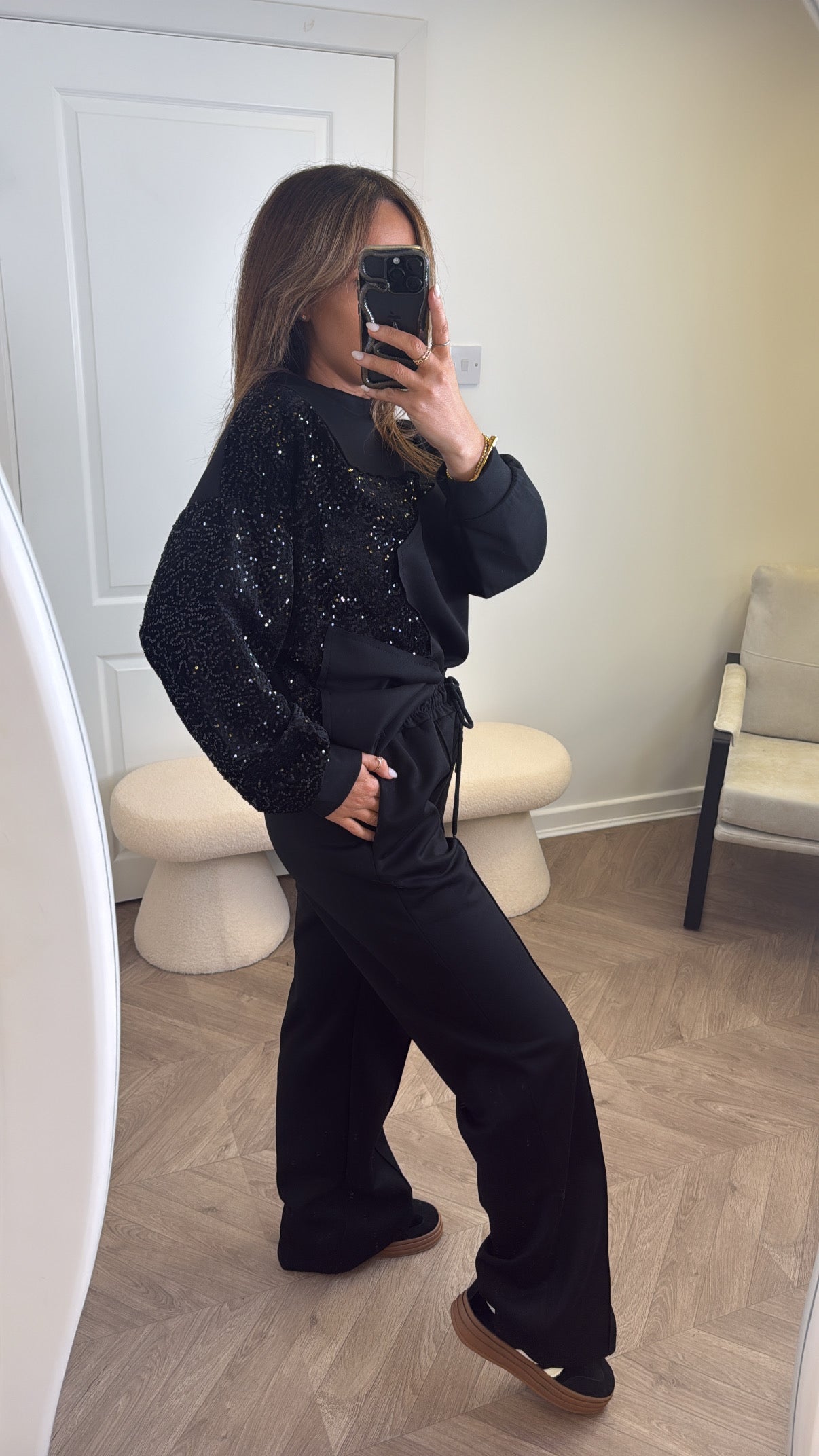 STARSTRUCK black sequin star lounge set