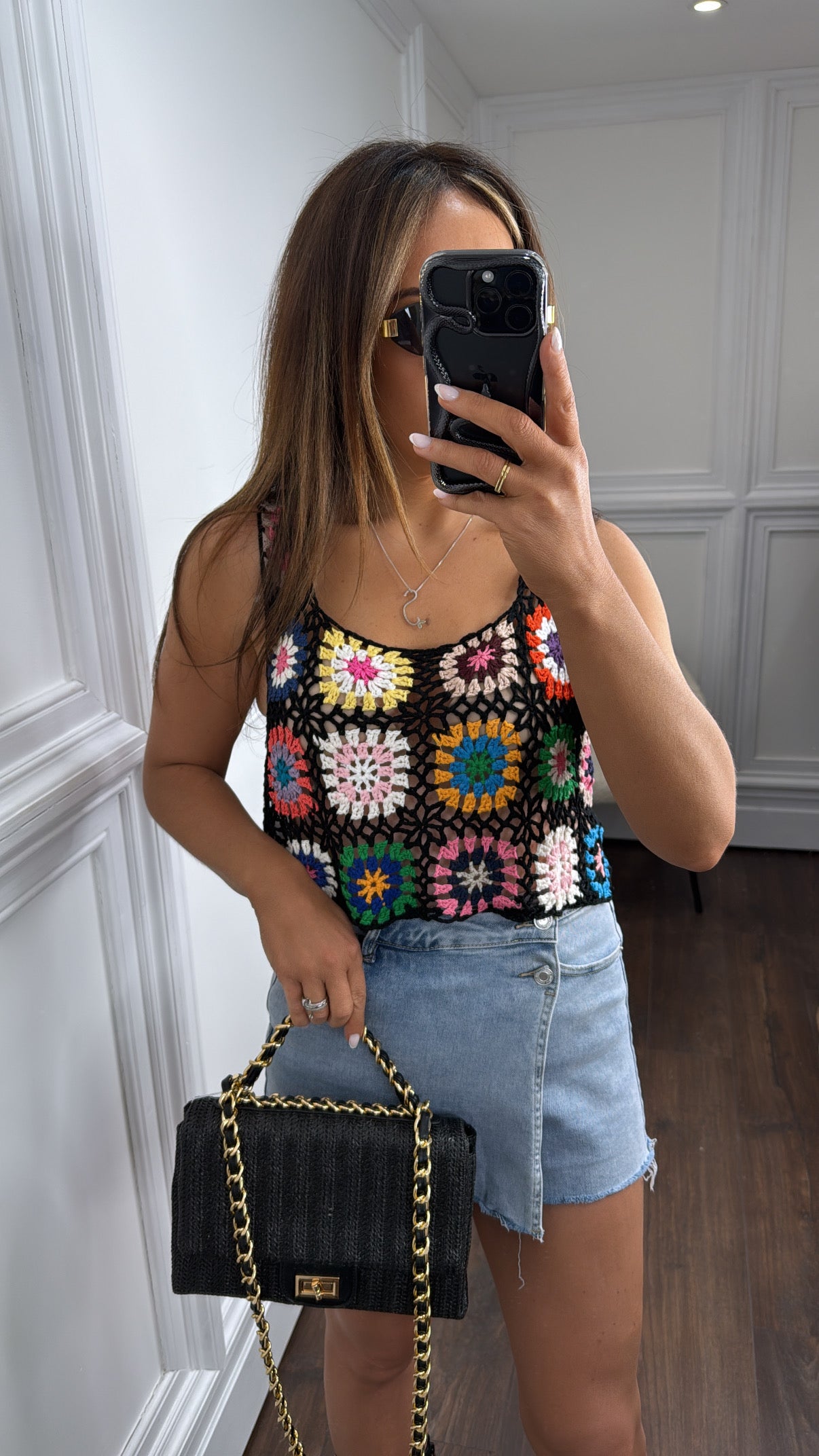 MARNI black crochet cropped top