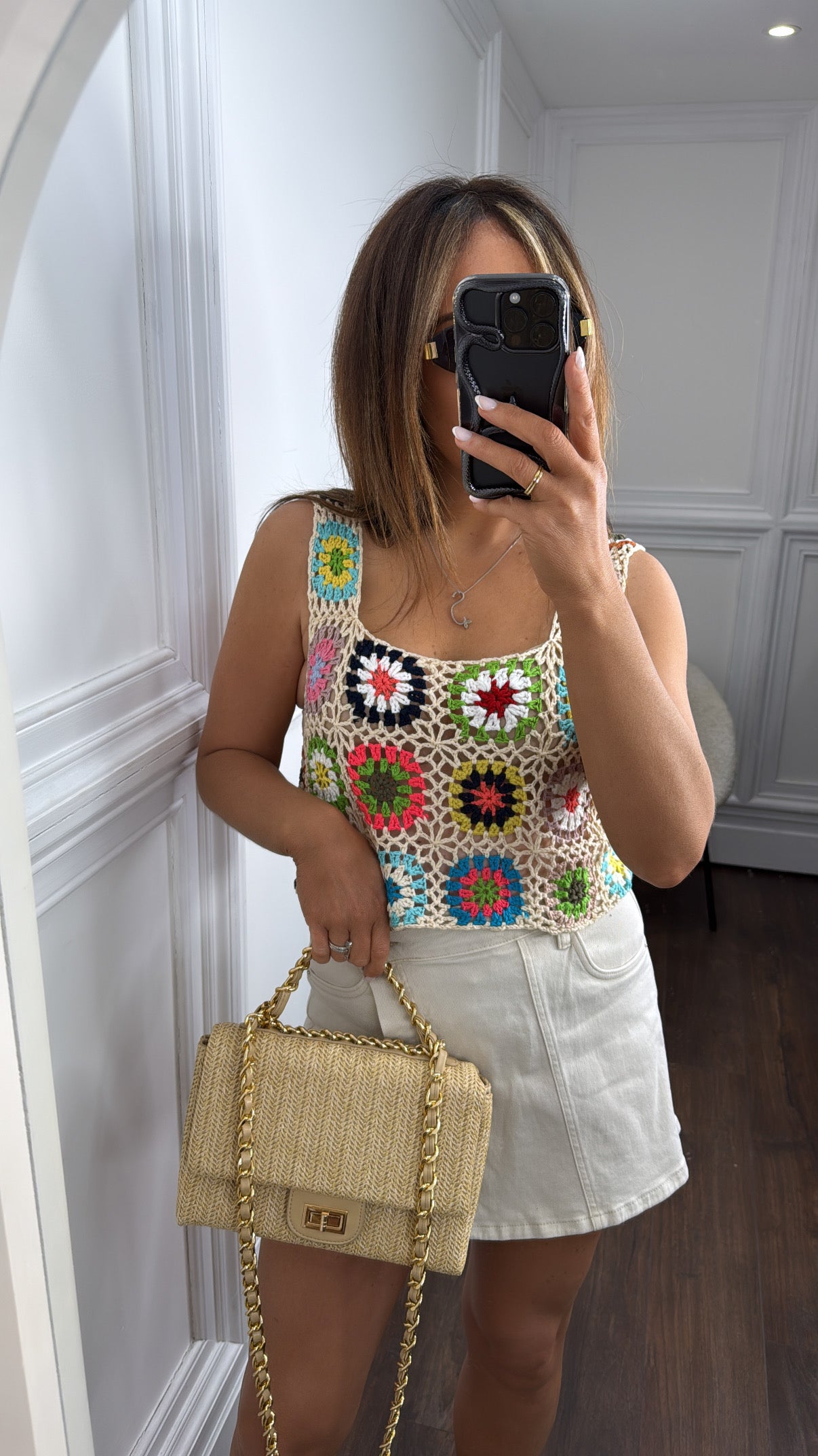 MARNI beige crochet cropped top