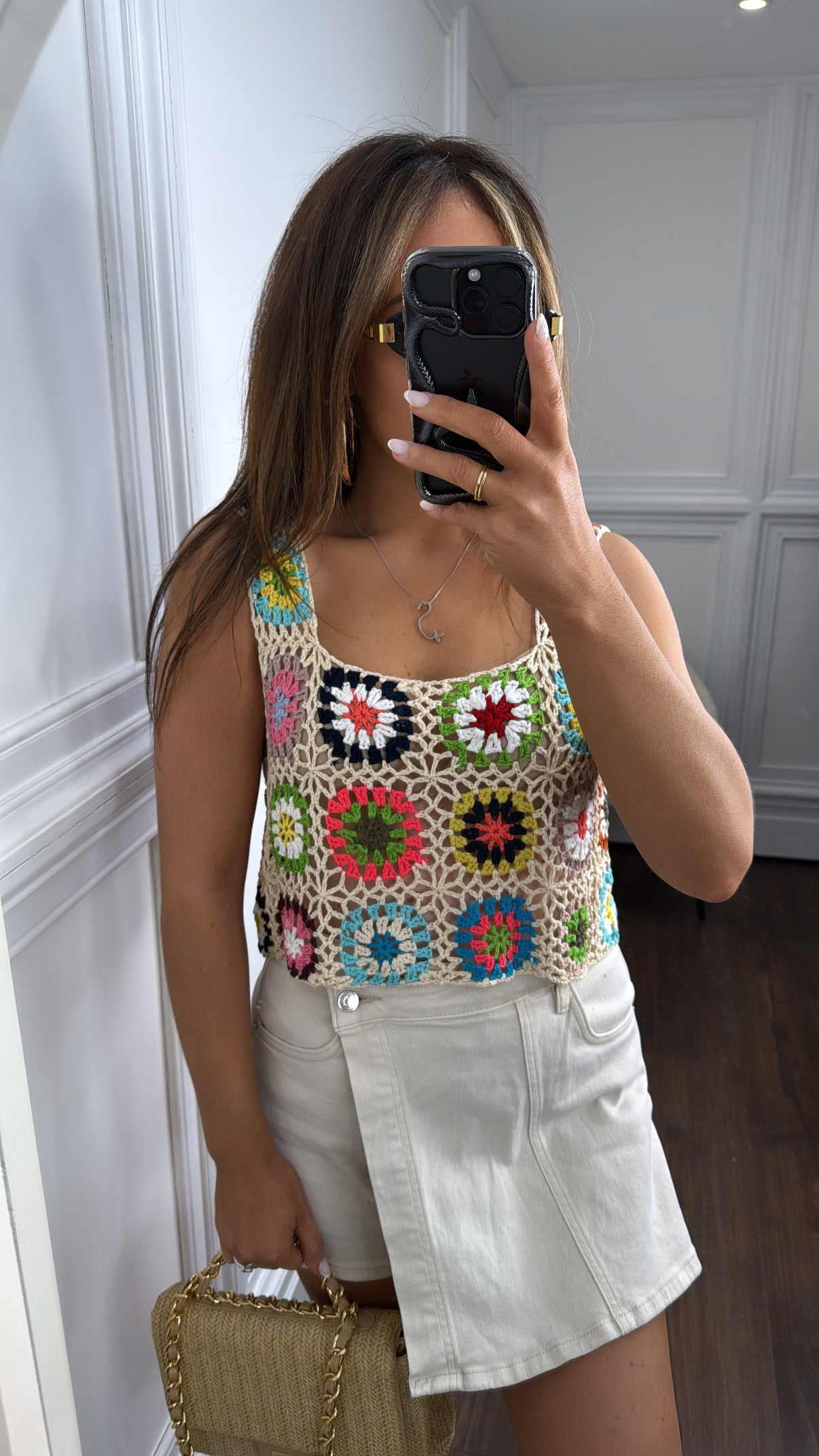 MARNI beige crochet cropped top