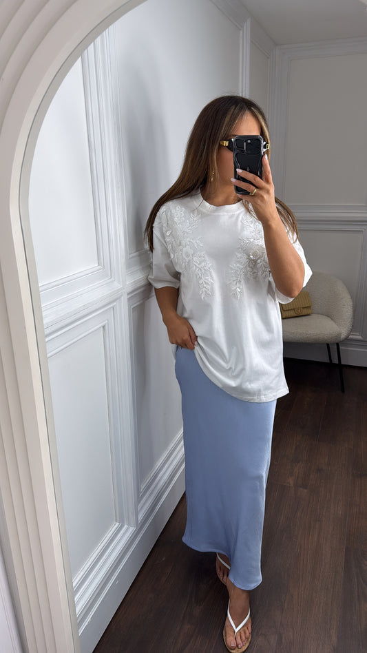 LOLITA white floral beaded tshirt