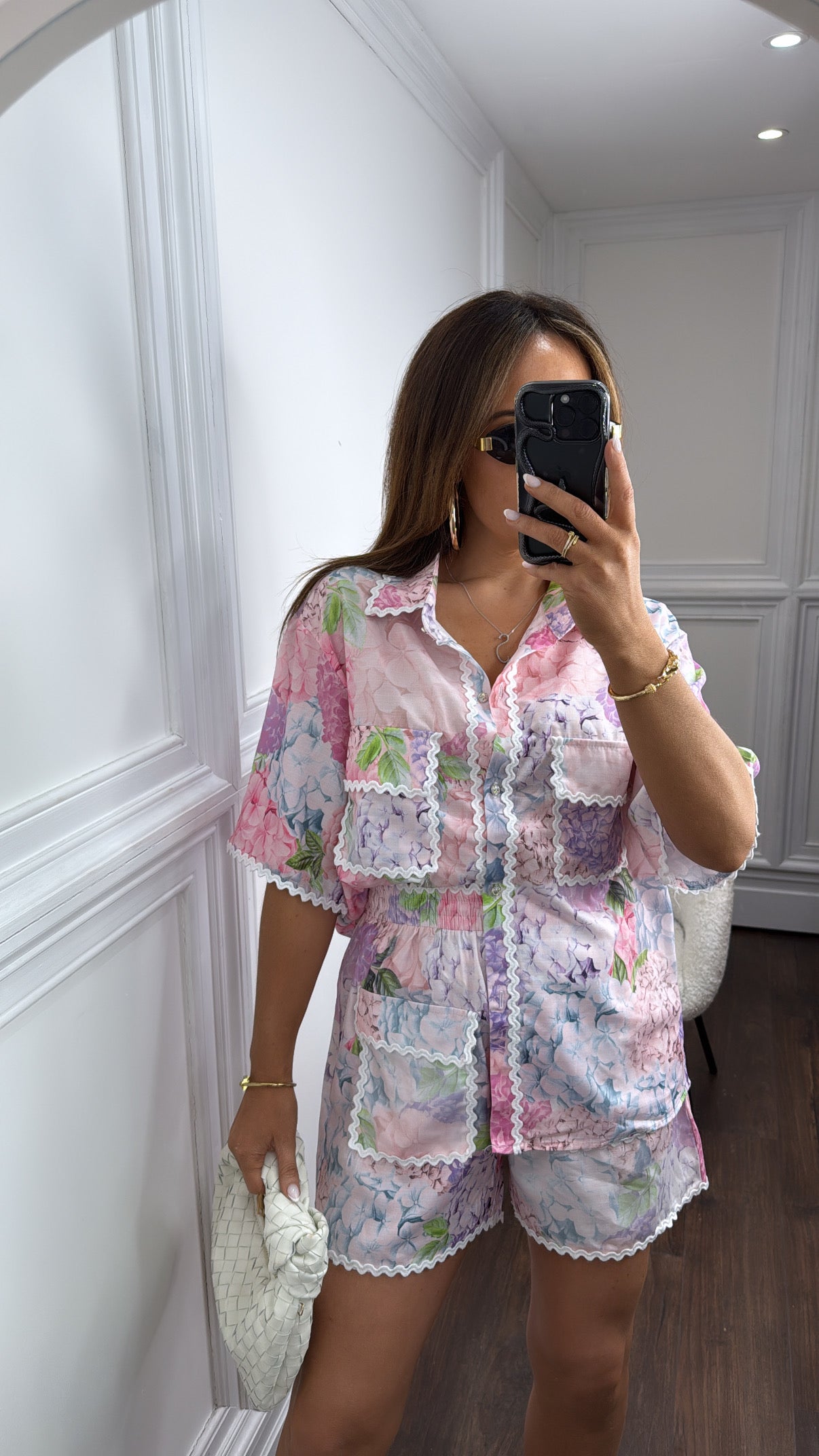 PORTIA pink floral shirt and shorts co-ord