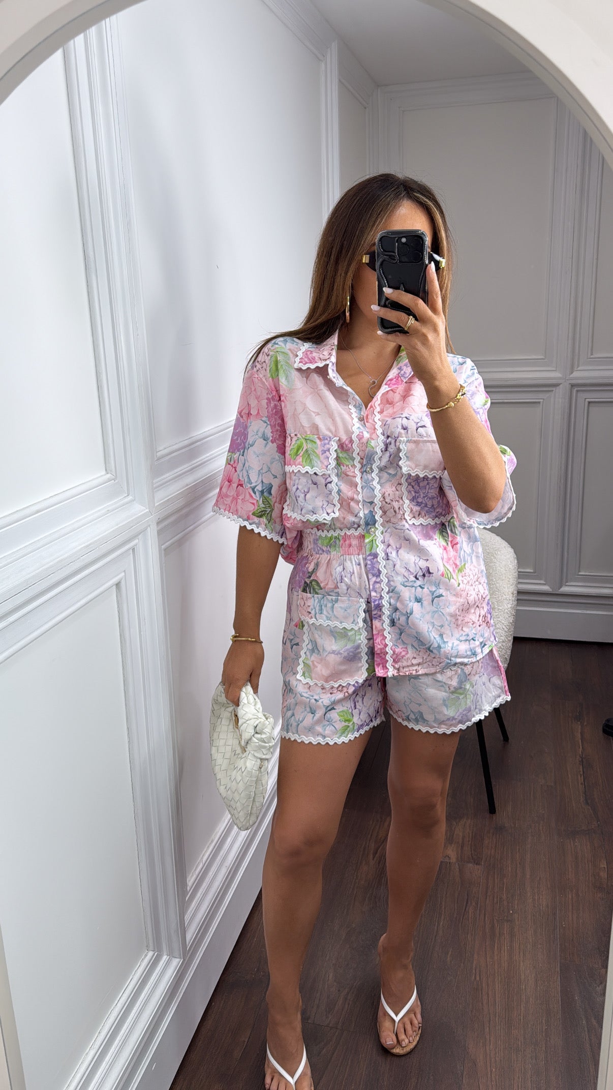 PORTIA pink floral shirt and shorts co-ord