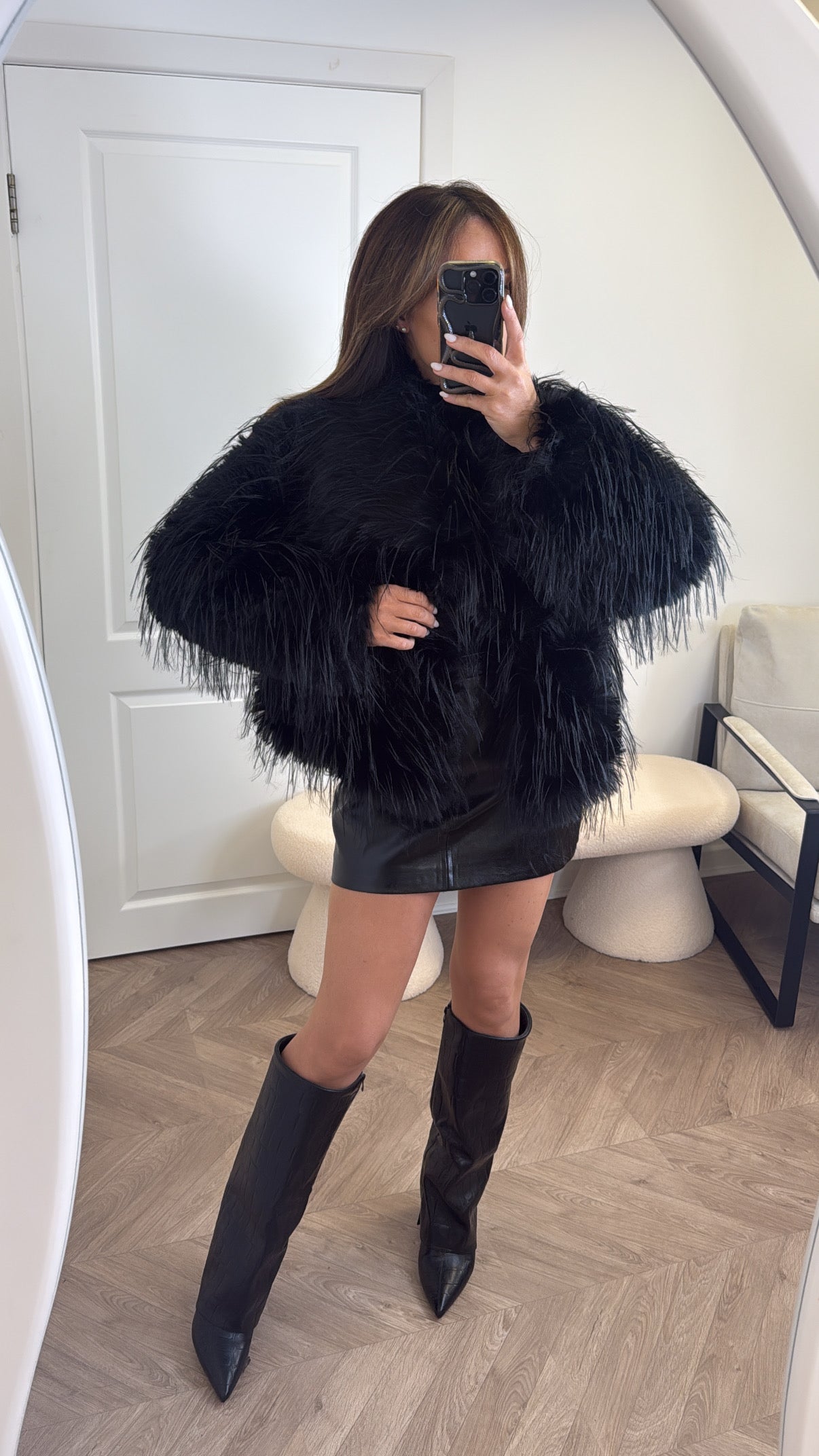 CARRIE black faux fur jacket