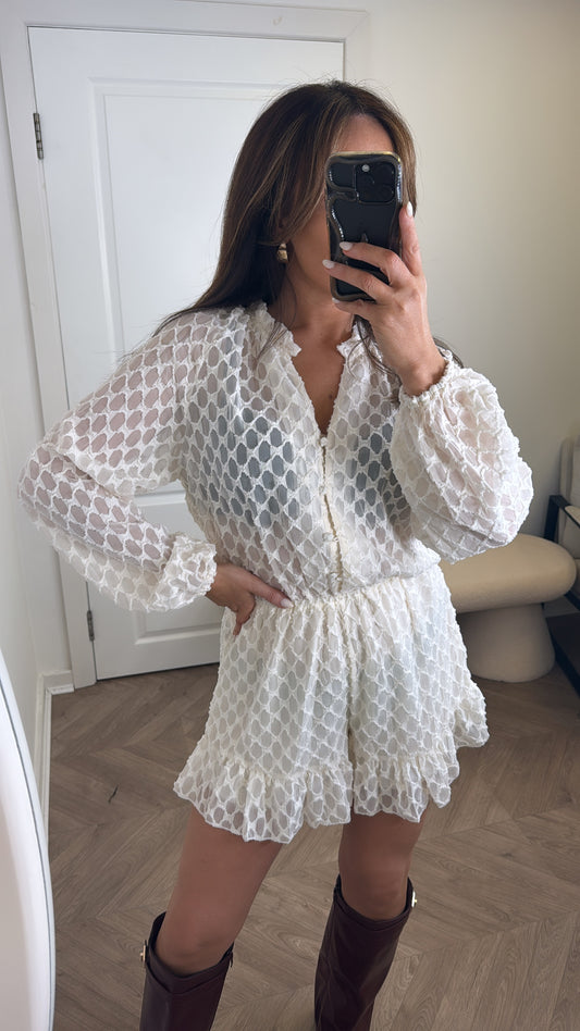 MILLIE cream textured playsuit