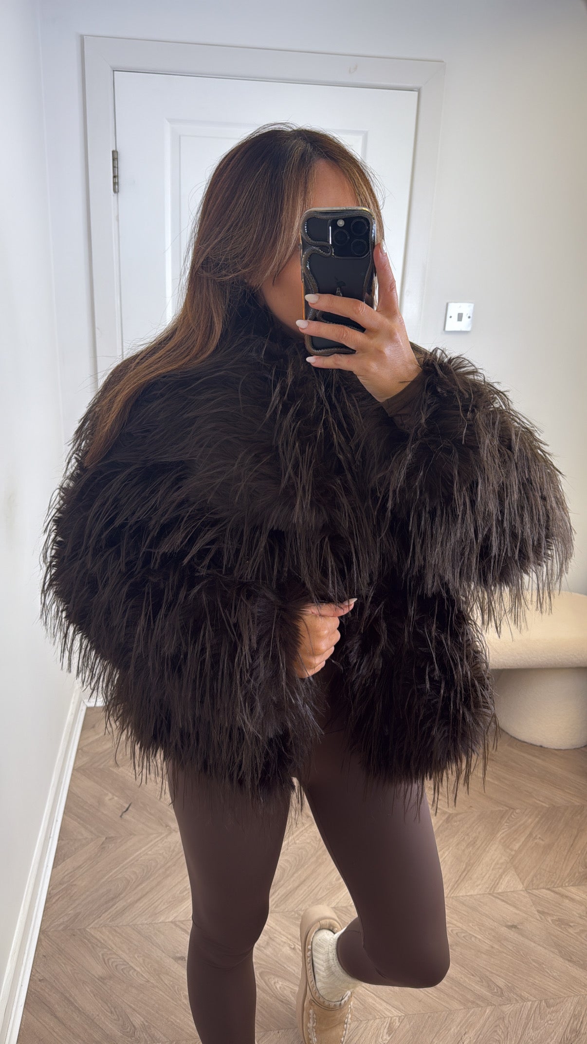 CARRIE brown faux fur jacket