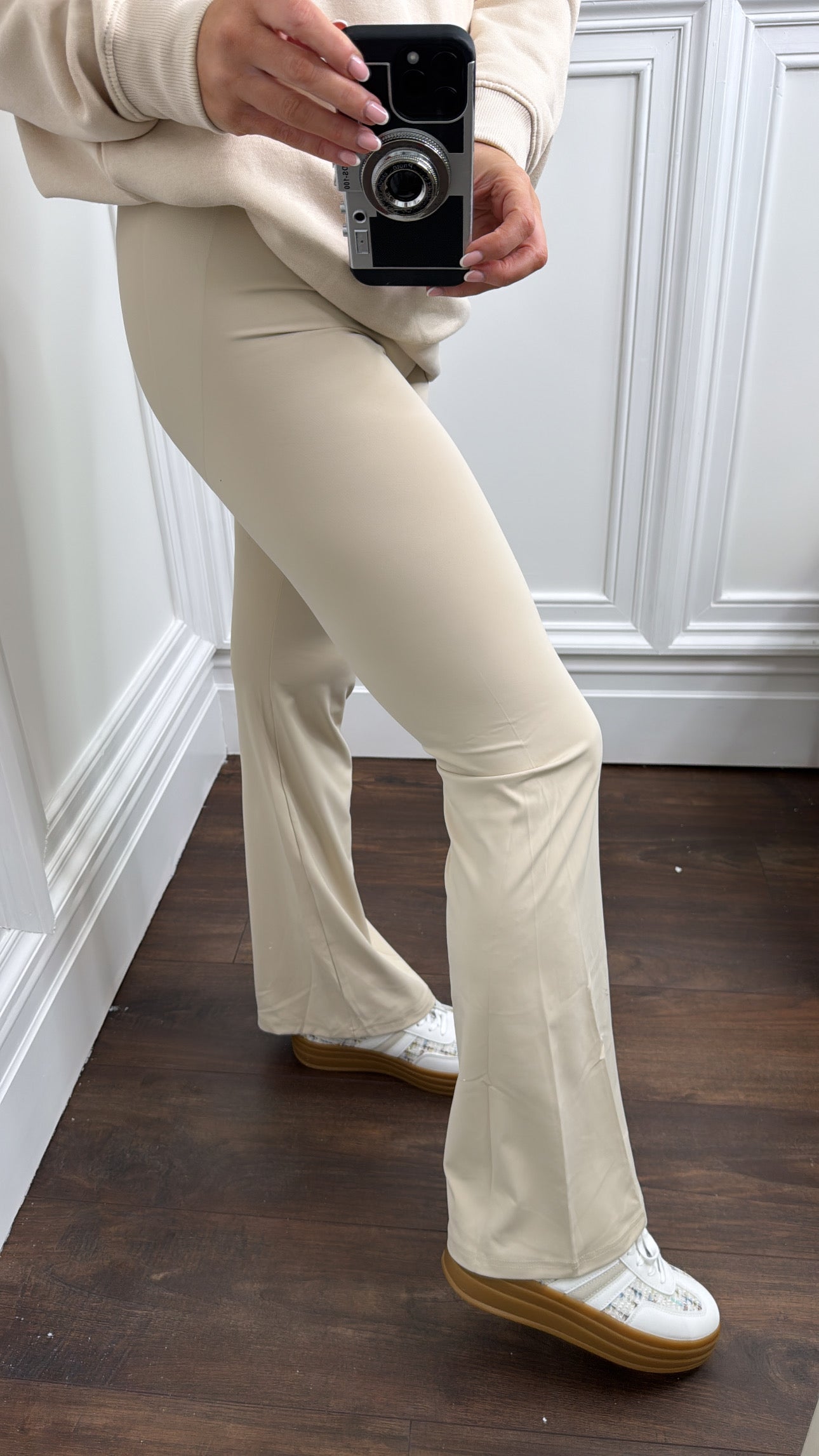 MILLIE beige flared gym leggings