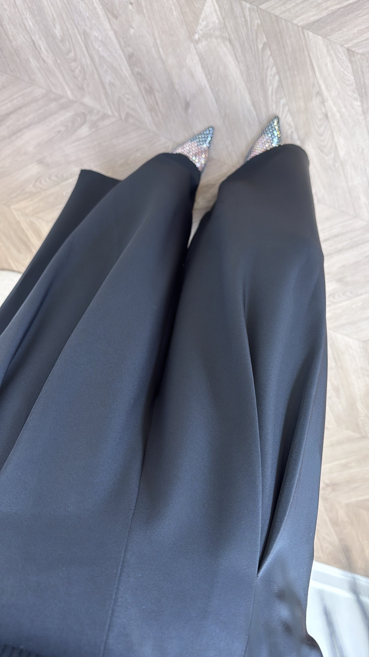 CORA black high waist wide leg trousers