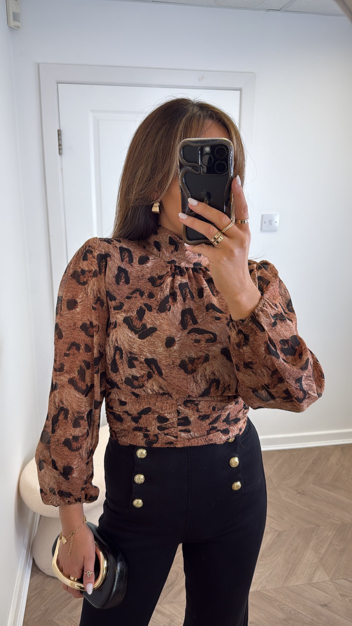 MILA animal print high neck top