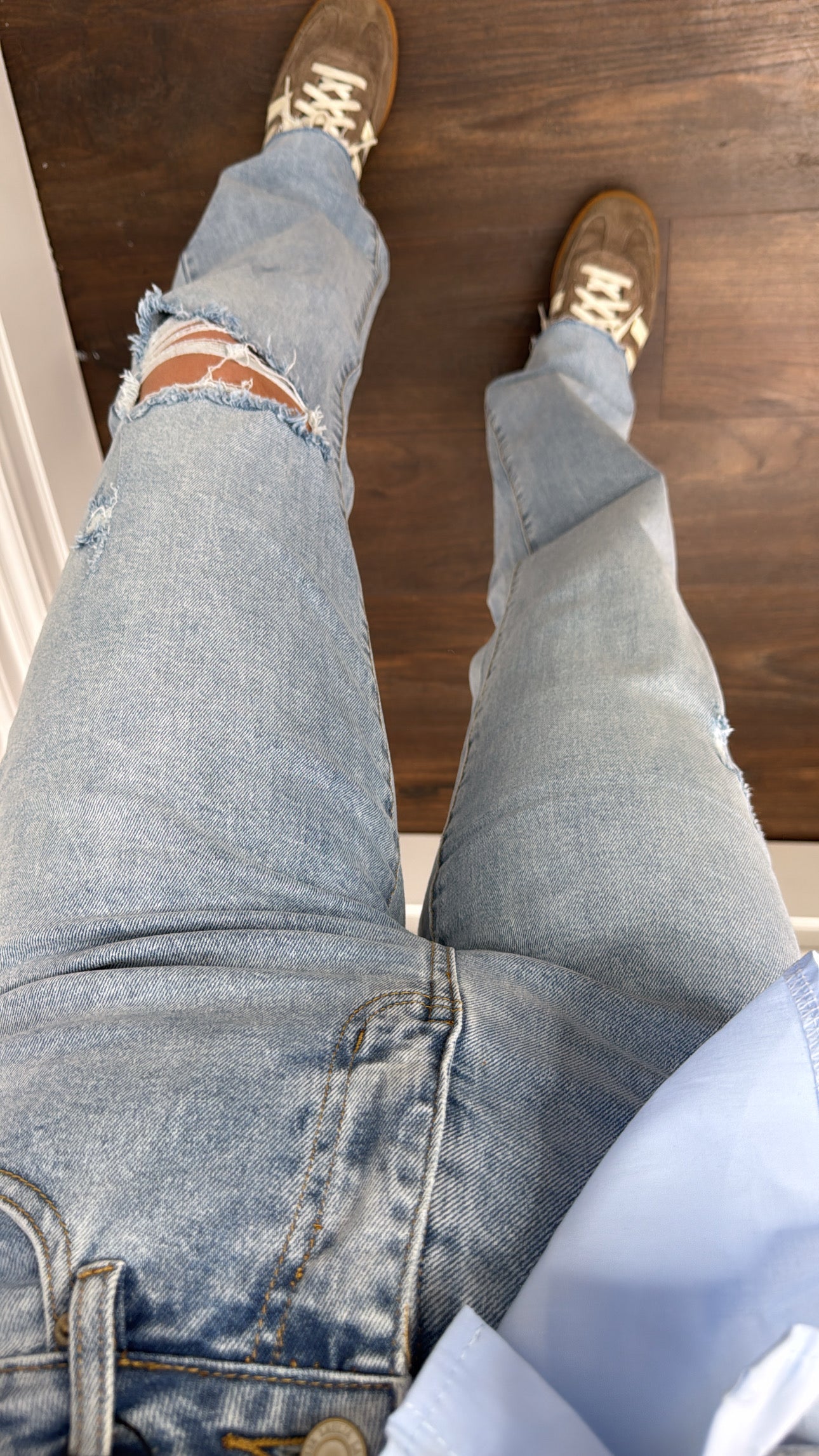 MARNI light blue denim straight ripped jeans