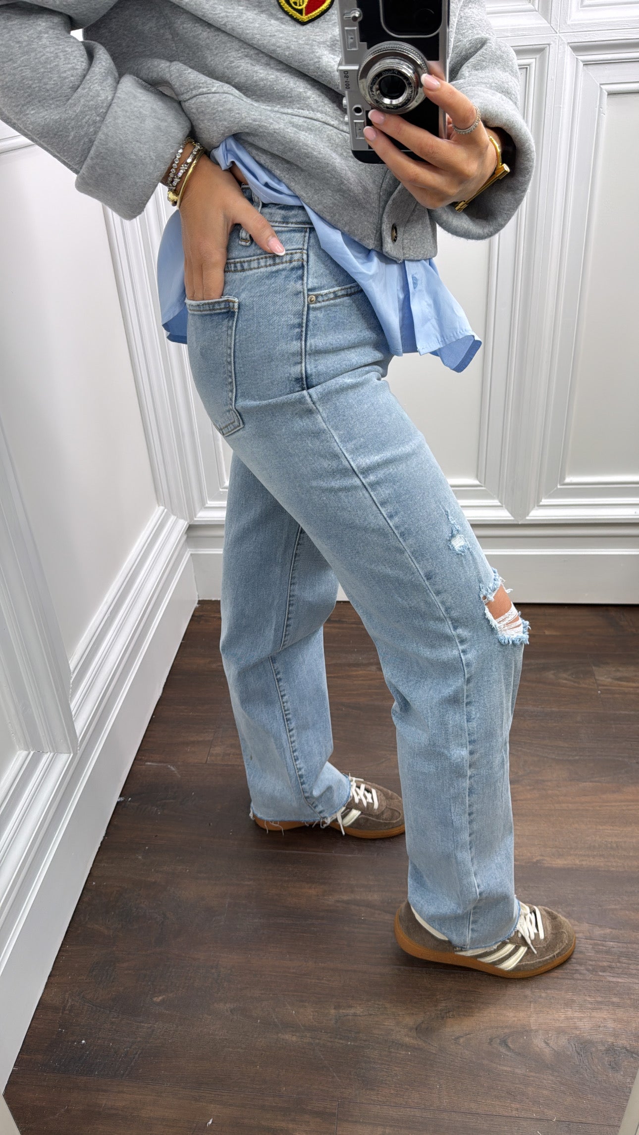 MARNI light blue denim straight ripped jeans
