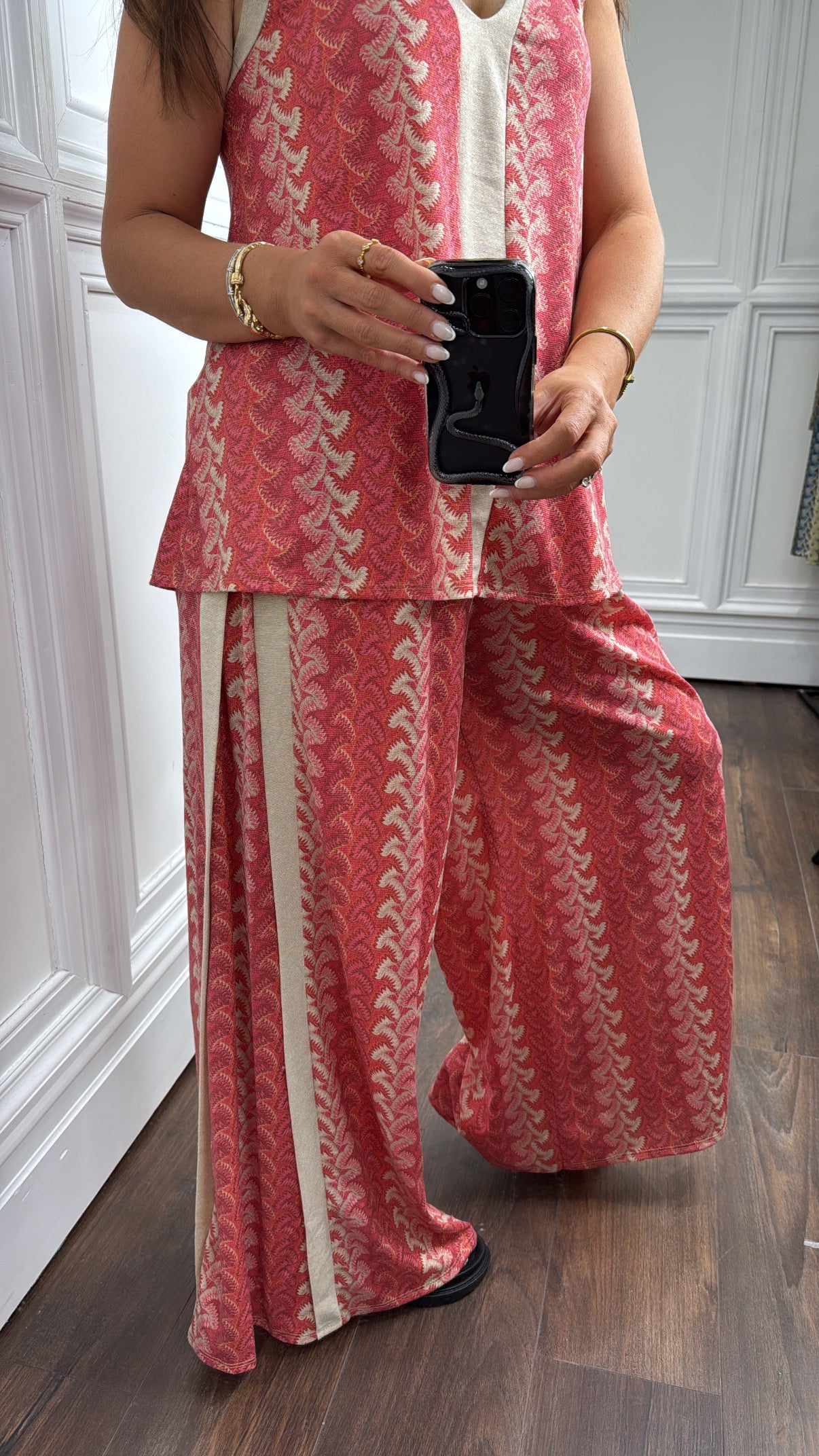 PELLA watermelon printed contrast trouser co-ord