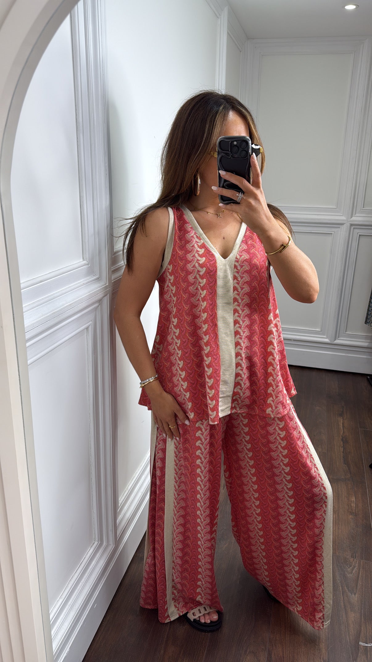 PELLA watermelon printed contrast trouser co-ord