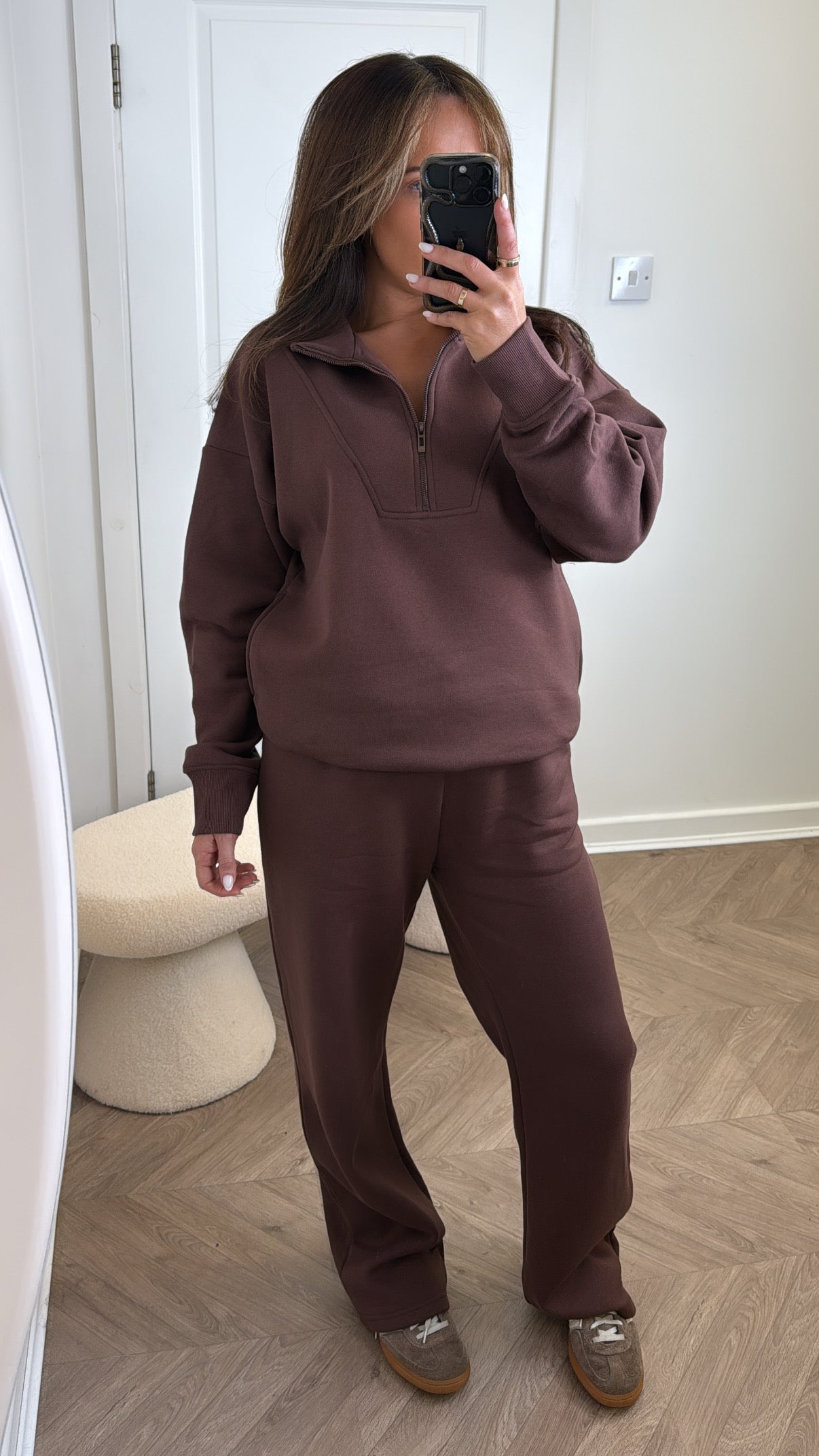 MAYA brown half zip sweatshirt and joggers tracksuit