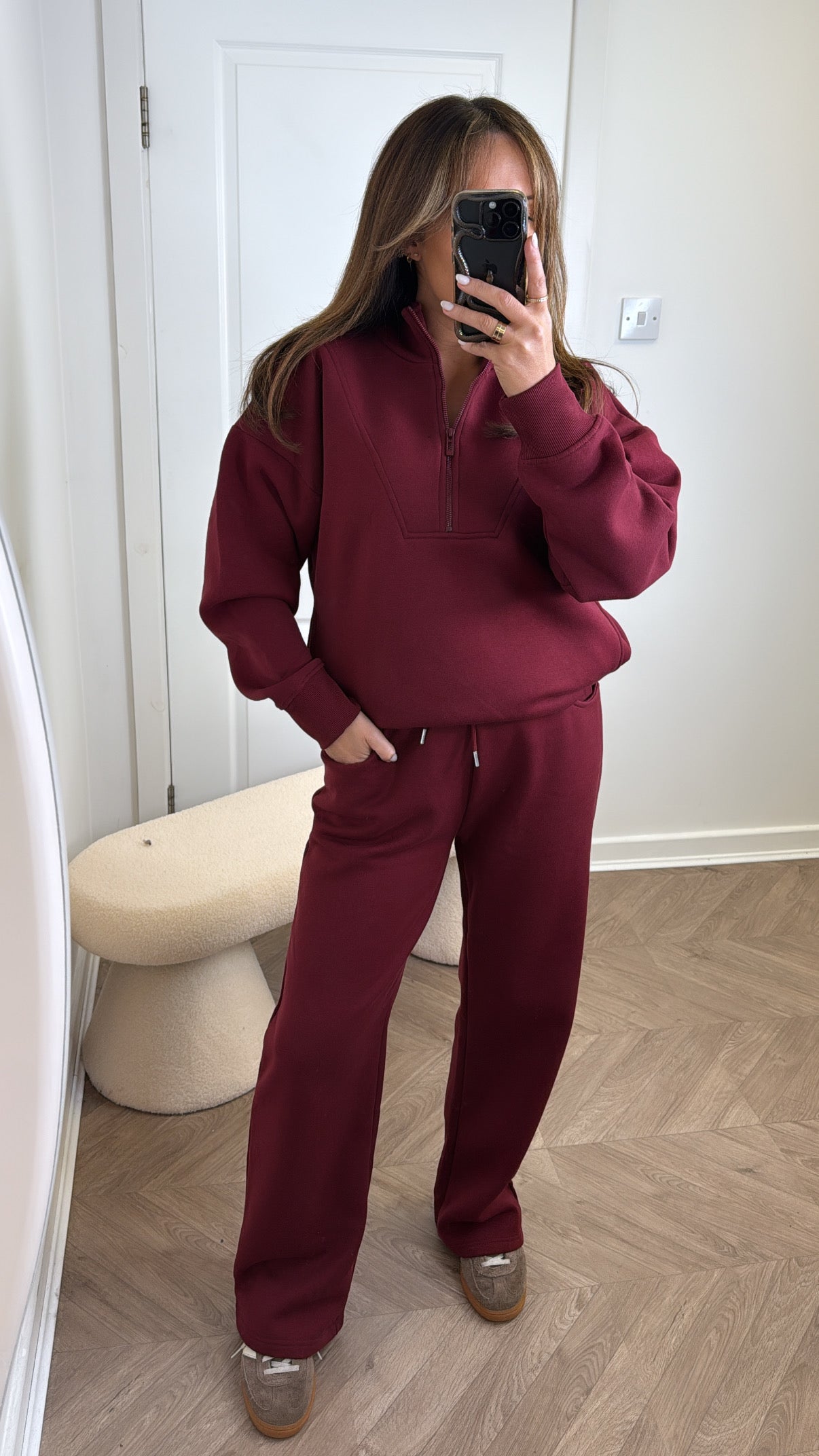 MAYA burgundy half zip sweatshirt and joggers tracksuit