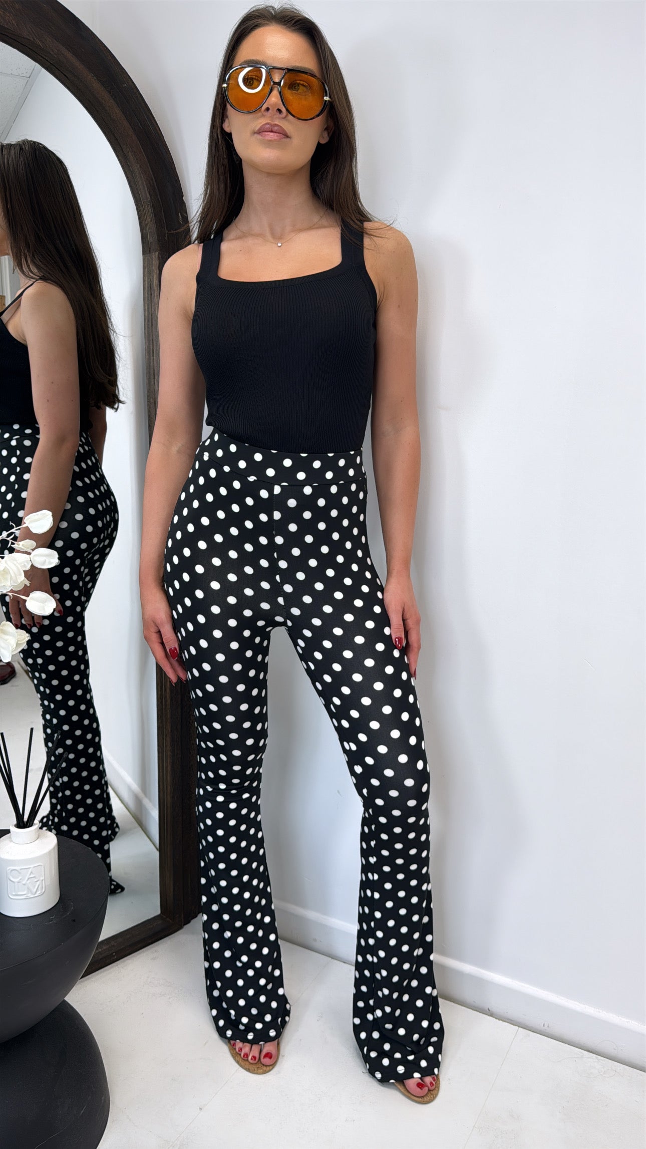 ISOBEL black polka dot trousers