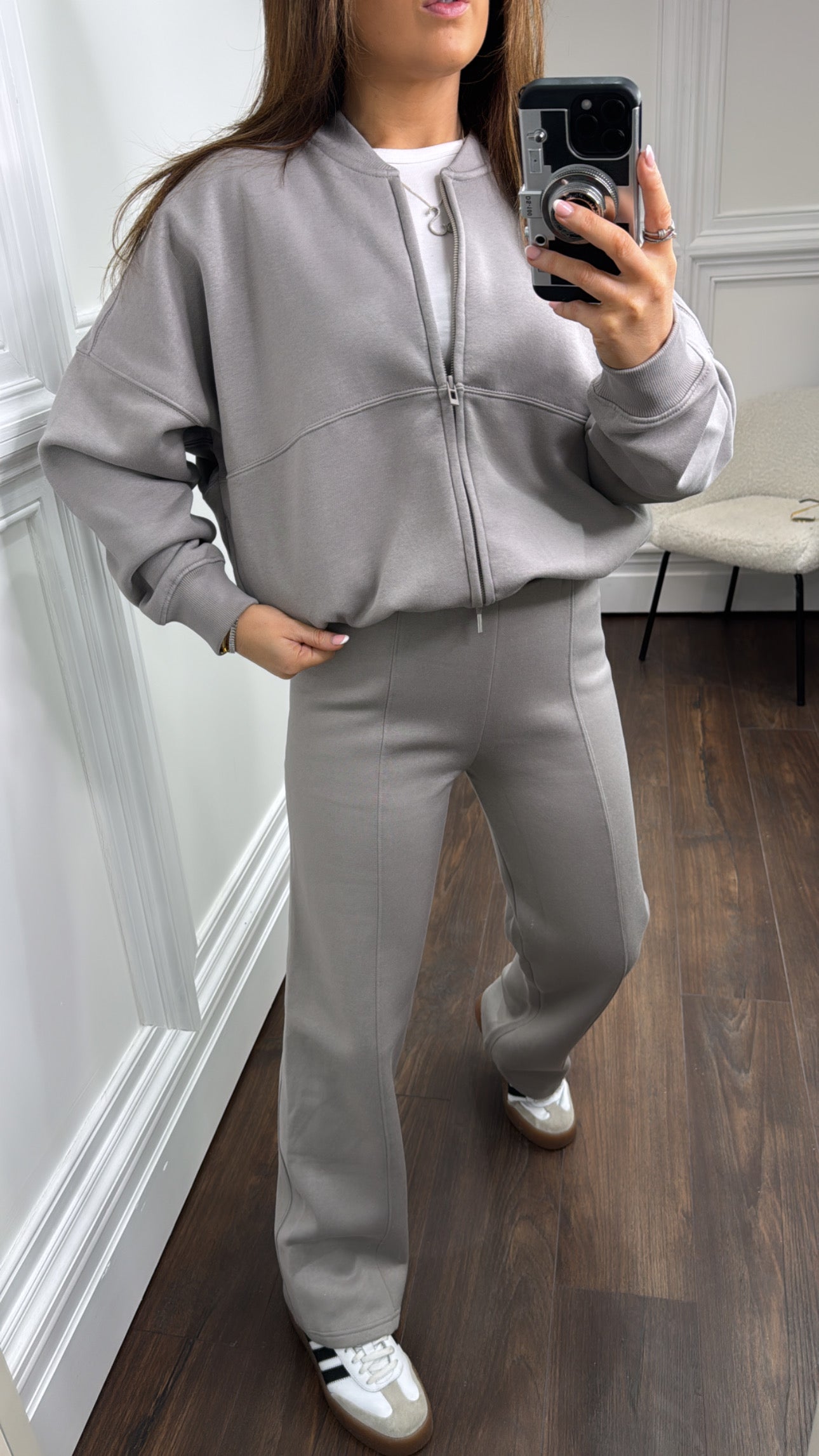 ELLEN dove grey bomber jacket and trouser lounge set