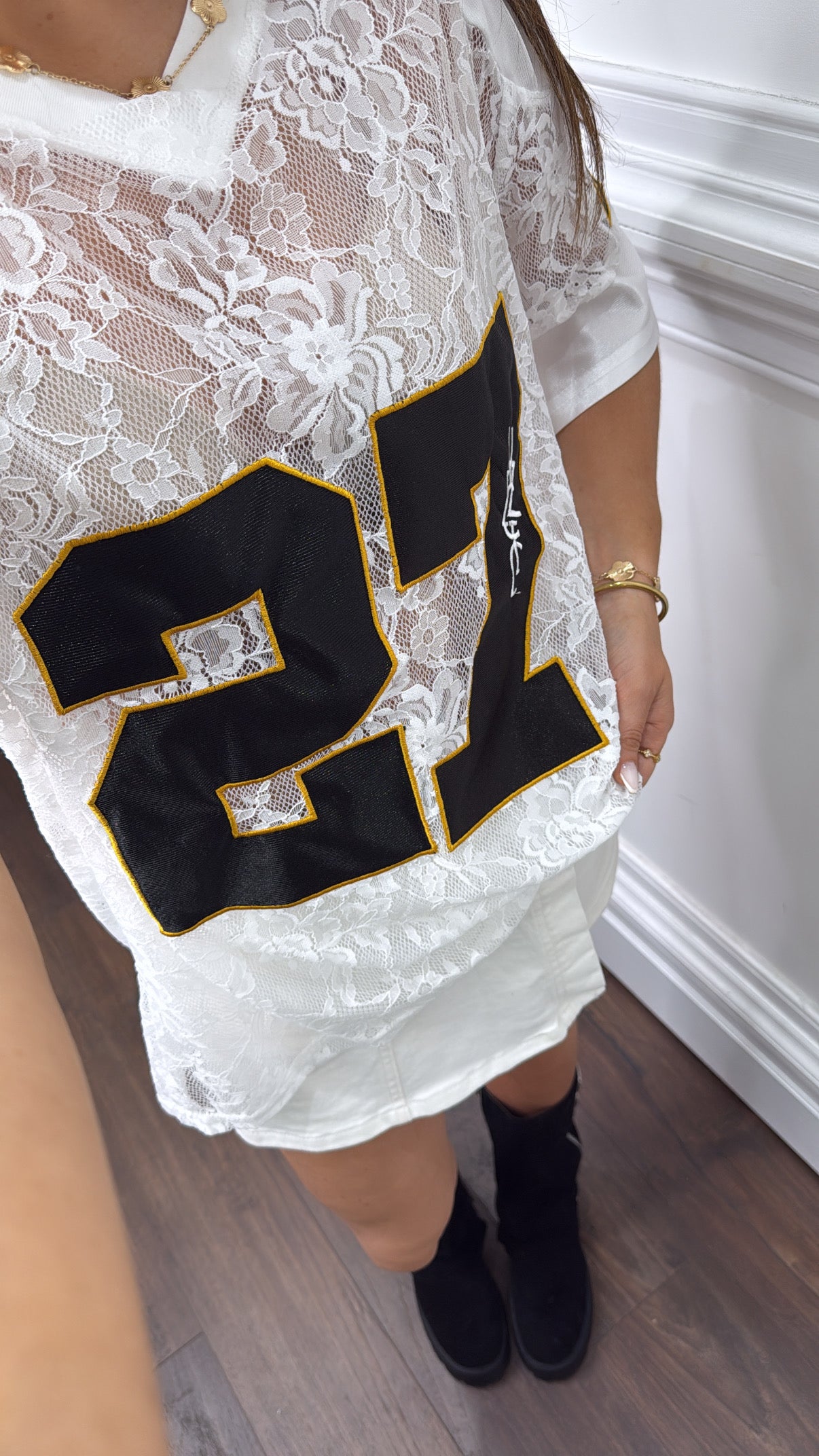 CORIN white lace 27 top