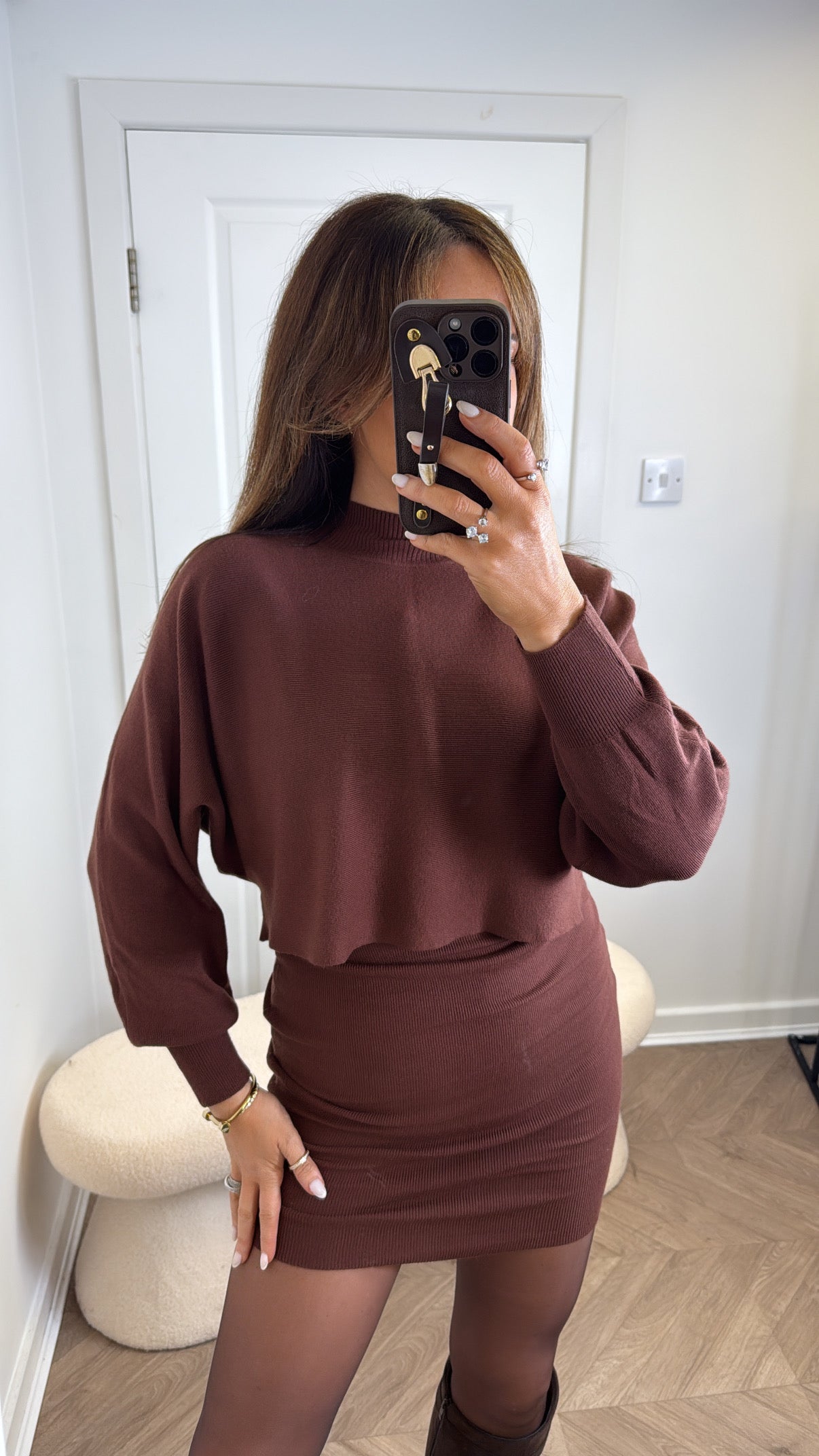 EVA brown 2 layer jumper dress