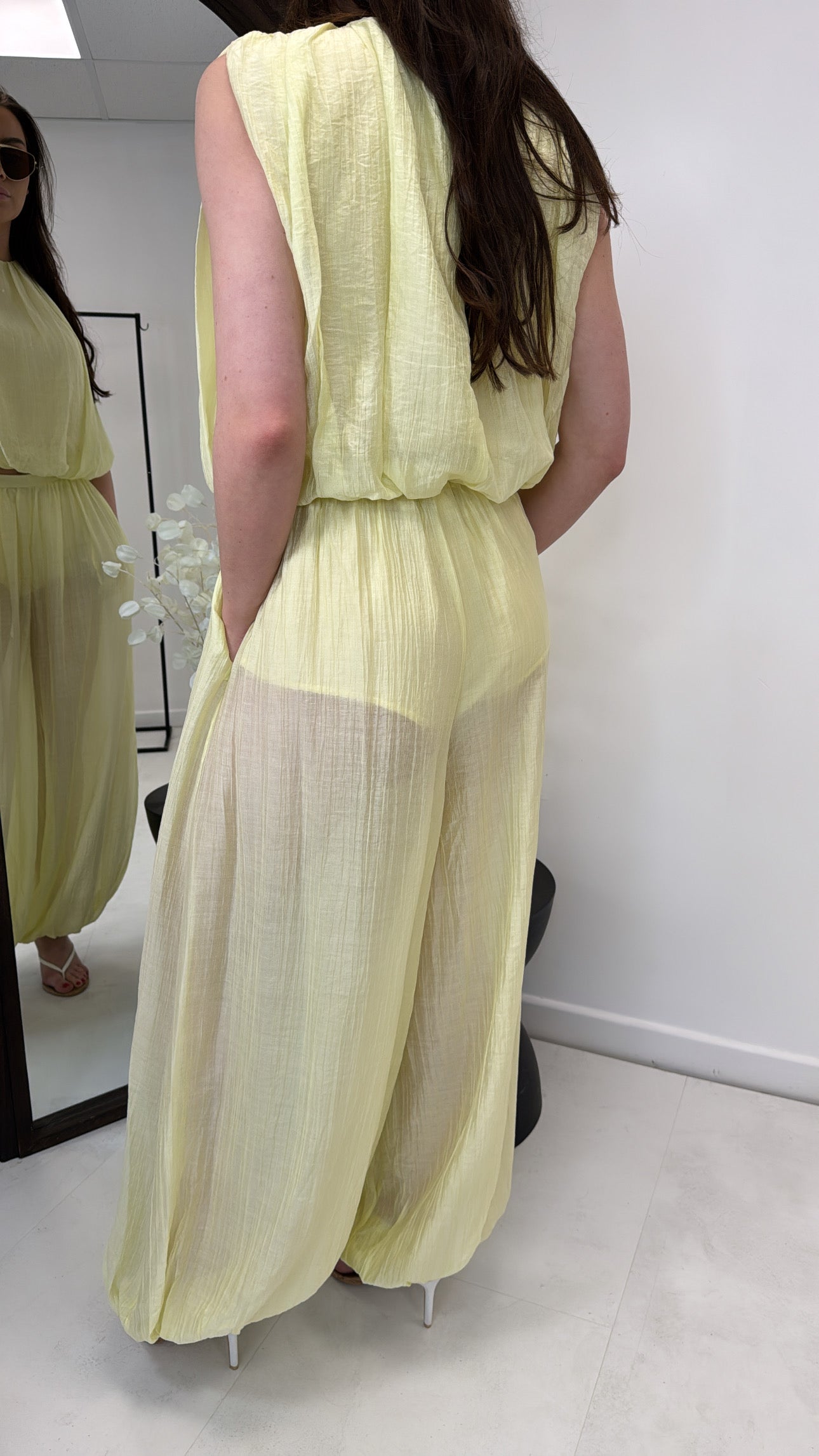 LILLY lemon crepe balloon trousers co-ord