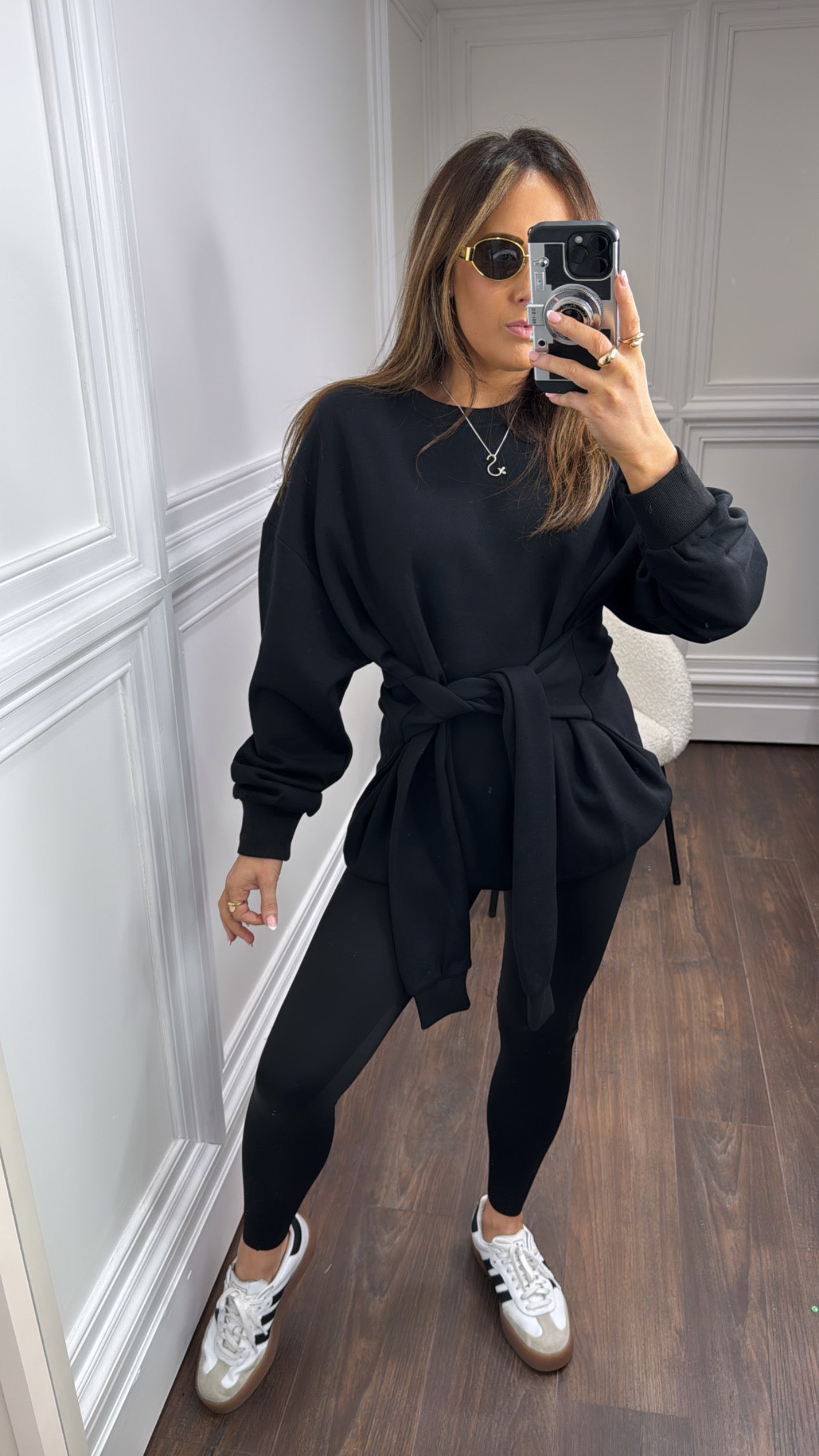 TAMMY black tie sleeve sweatshirt