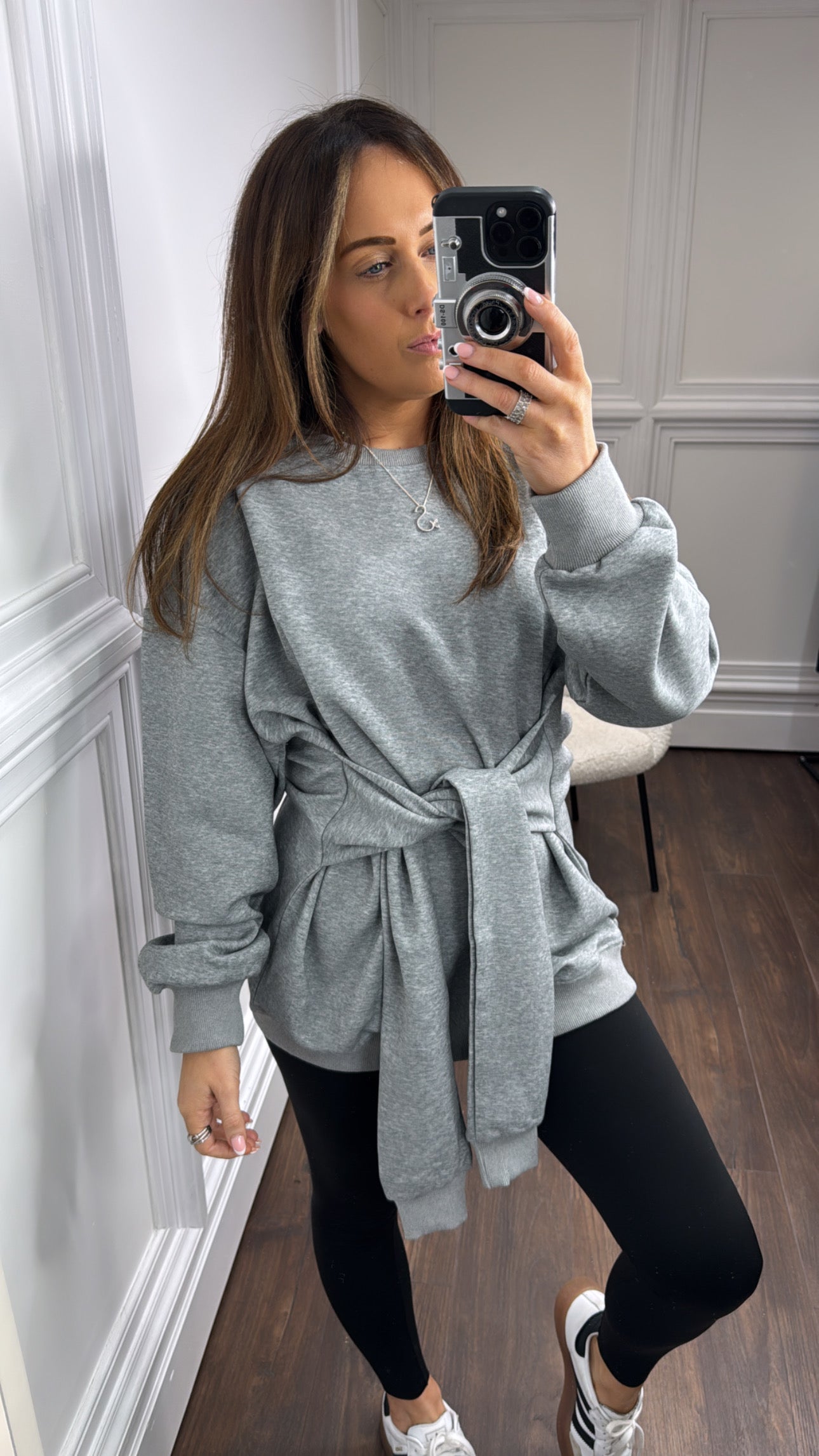 TAMMY grey tie sleeve sweatshirt