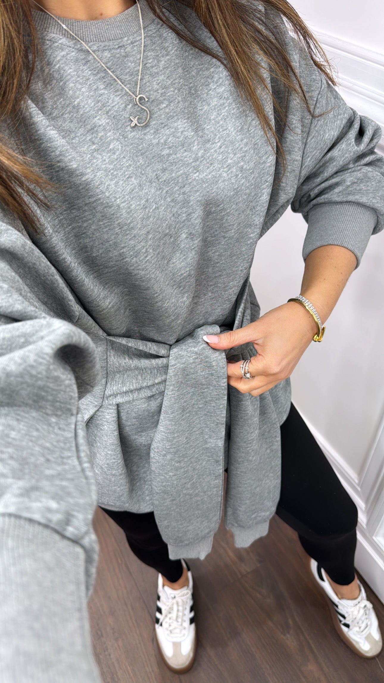 TAMMY grey tie sleeve sweatshirt