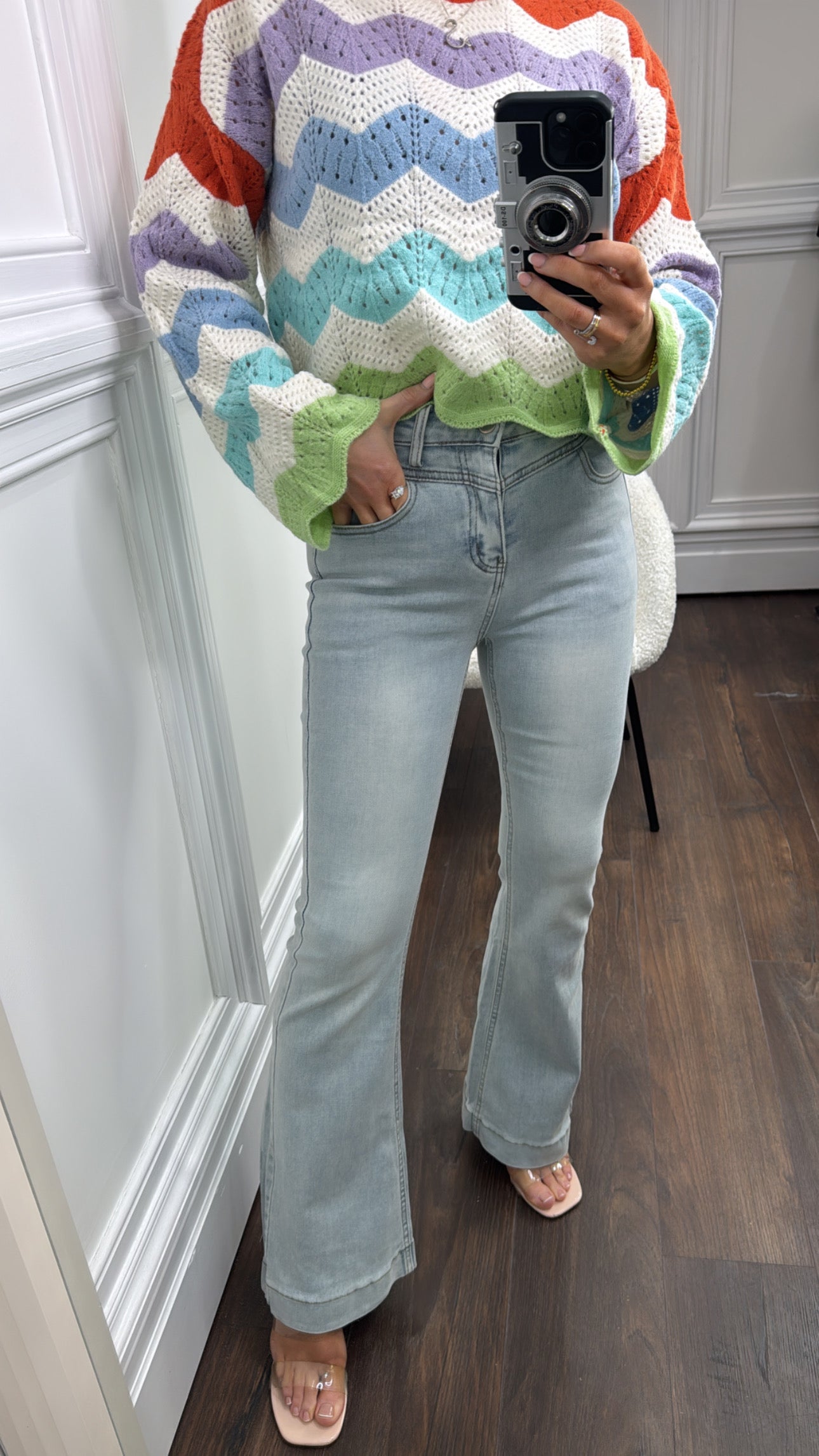 FREYA light blue wash flared hem jeans