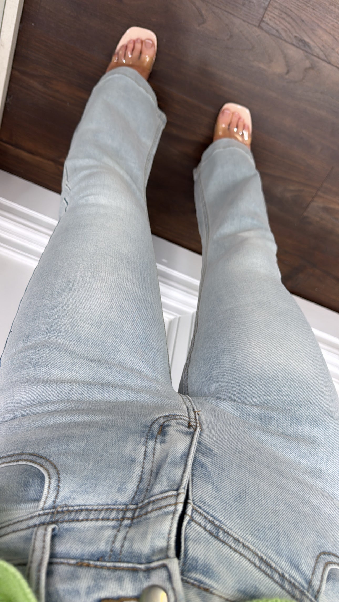FREYA light blue wash flared hem jeans