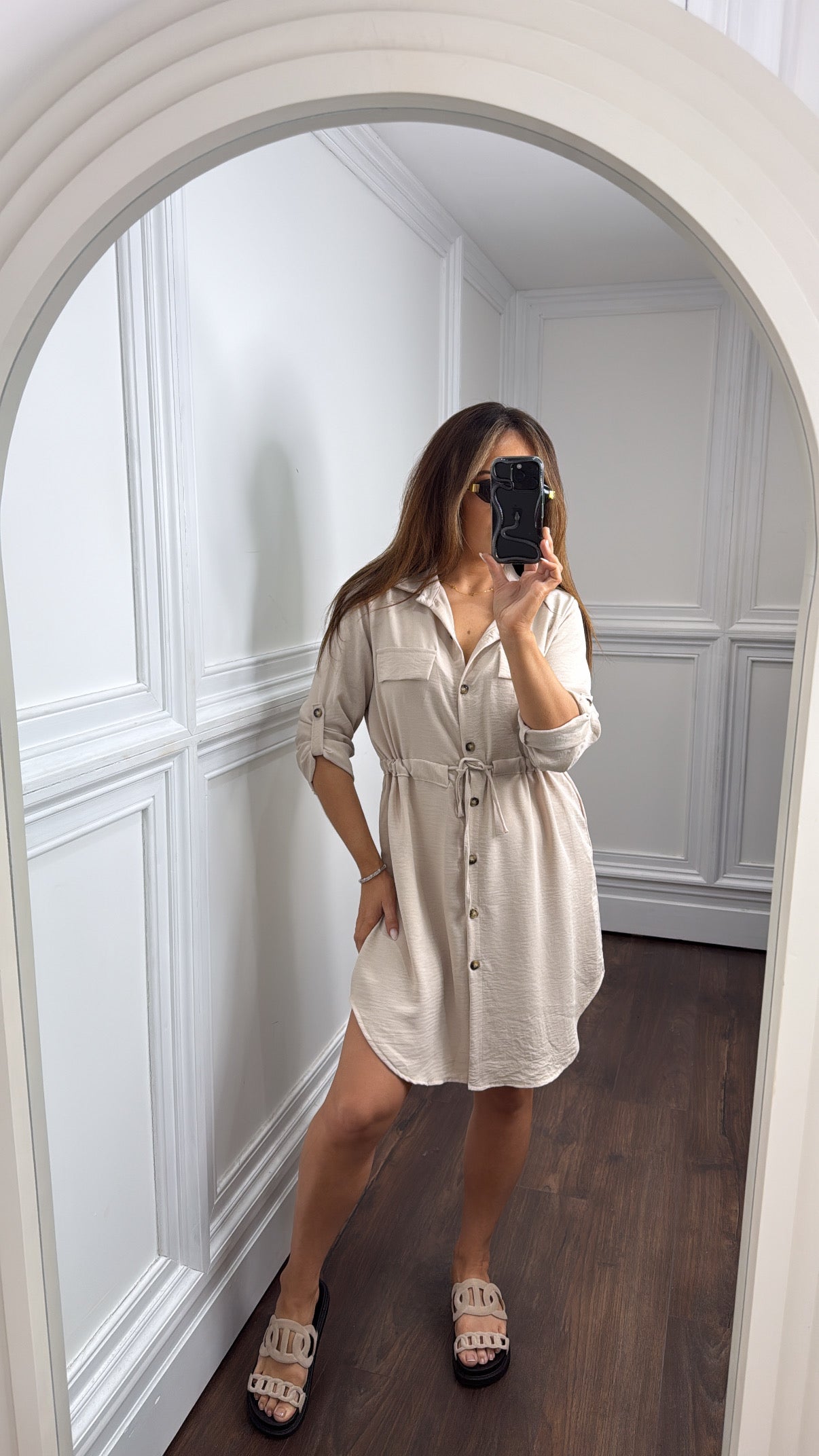 SAVANNAH beige utility style dress