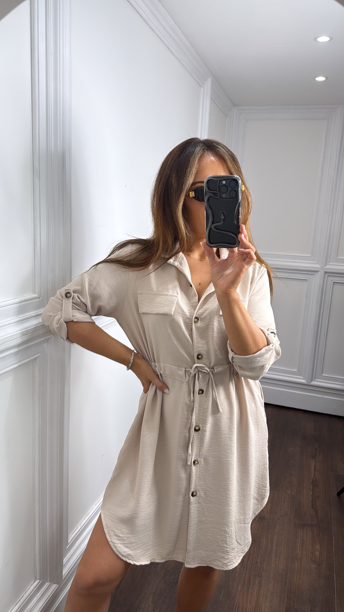 SAVANNAH beige utility style dress