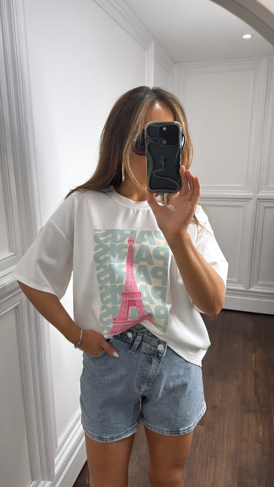 PARIS Eiffel tower white super soft t-shirt