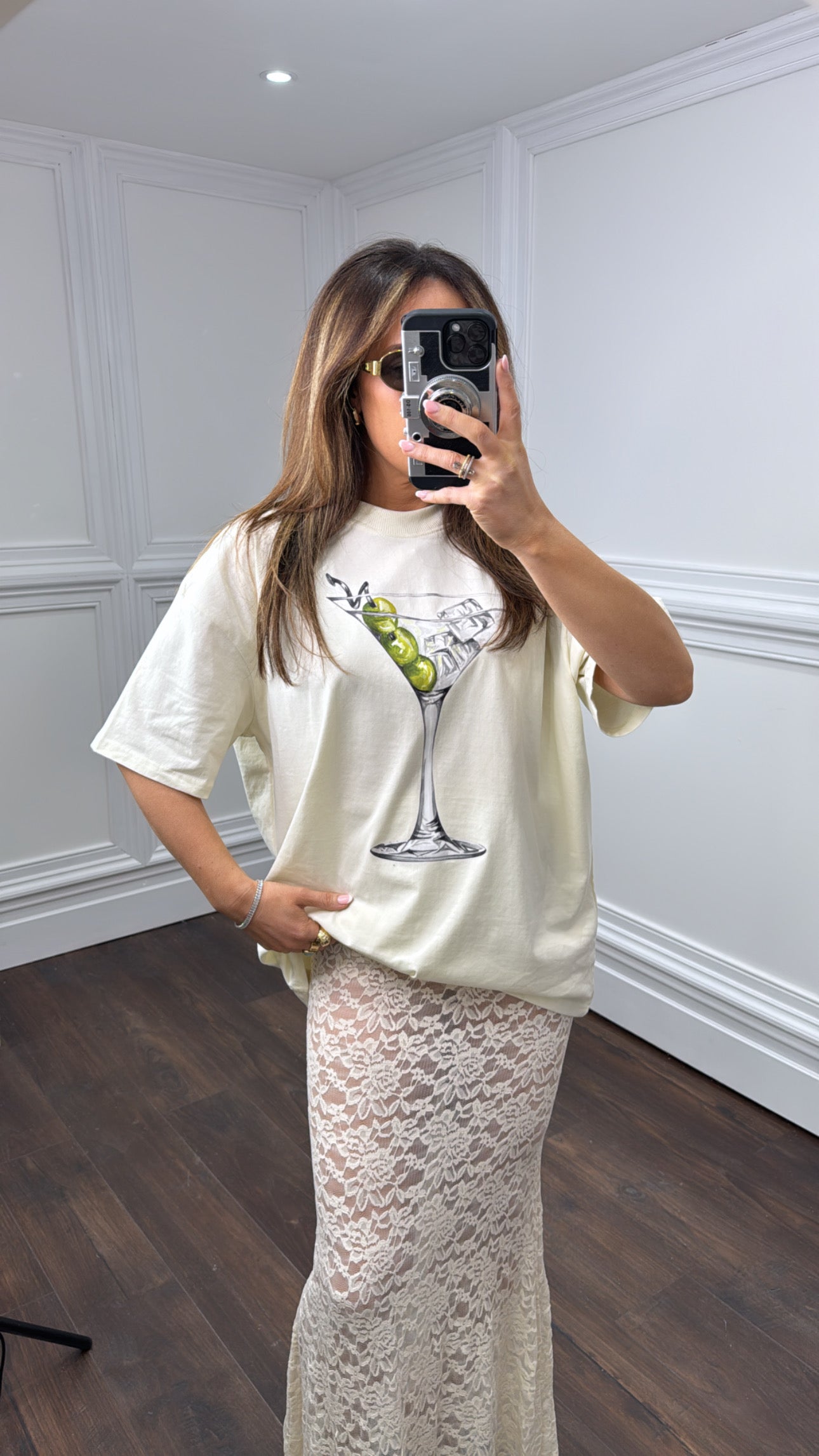 MARTINI cream graphic oversize t-shirt