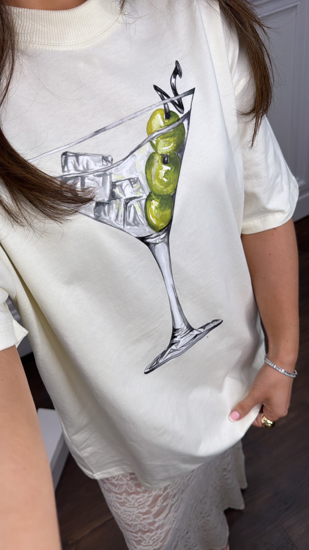 MARTINI cream graphic oversize t-shirt