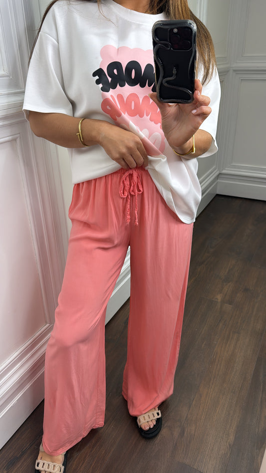 CASSIE coral wide leg trousers