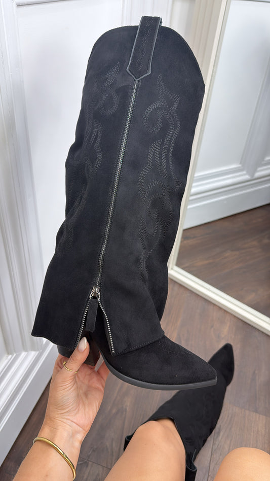 BAILEY black fold down cow boy boots