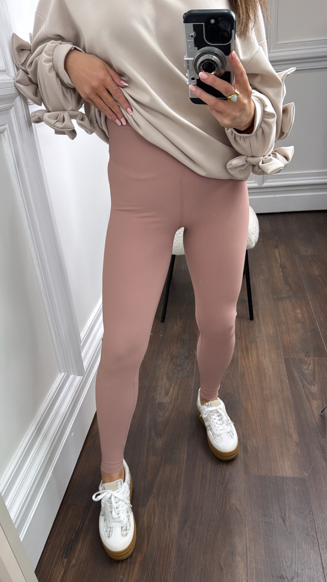 LAYLA dusty pink high waist ribbed leggings