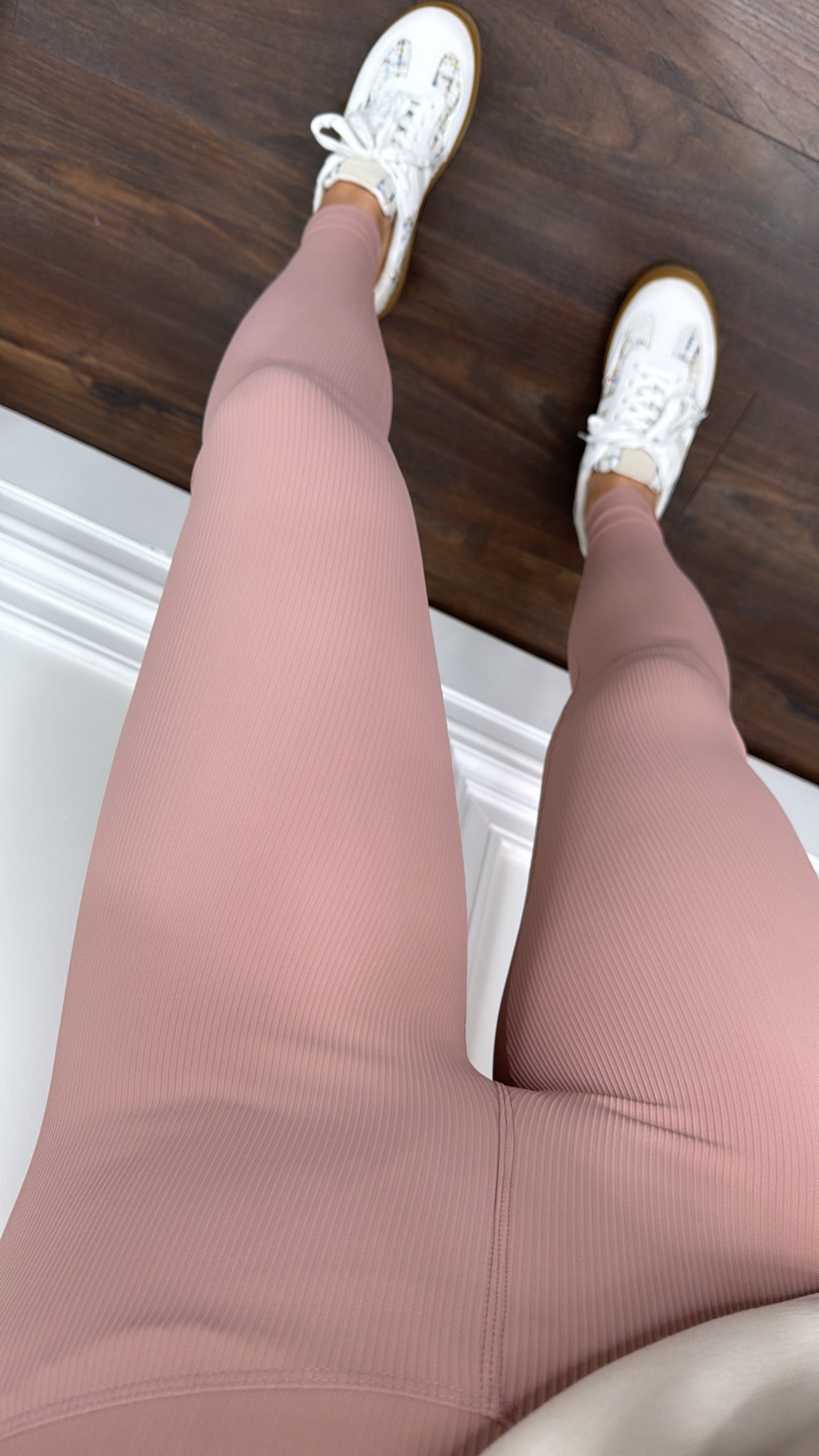 LAYLA dusty pink high waist ribbed leggings