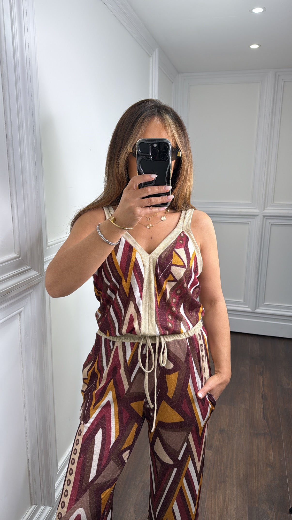 EMILY red abstract trouser co-ord