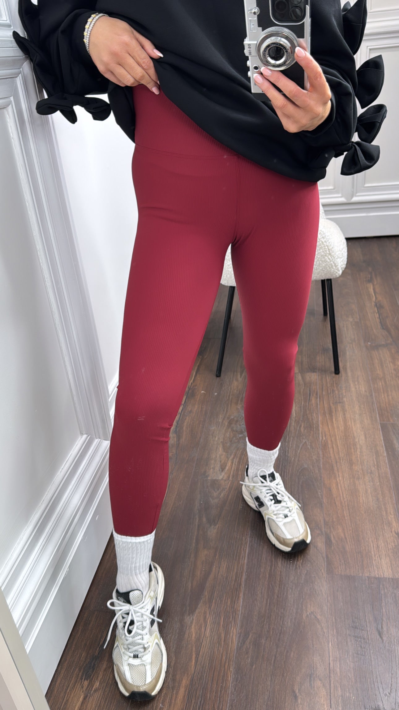 LAYLA cherry red high waist ribbed leggings