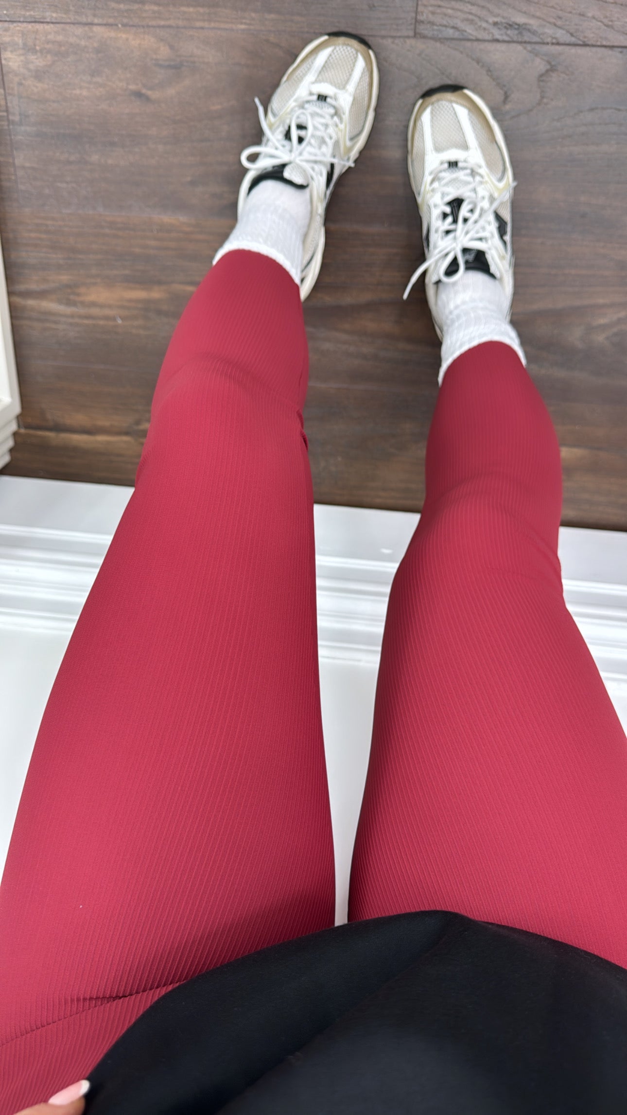 LAYLA cherry red high waist ribbed leggings