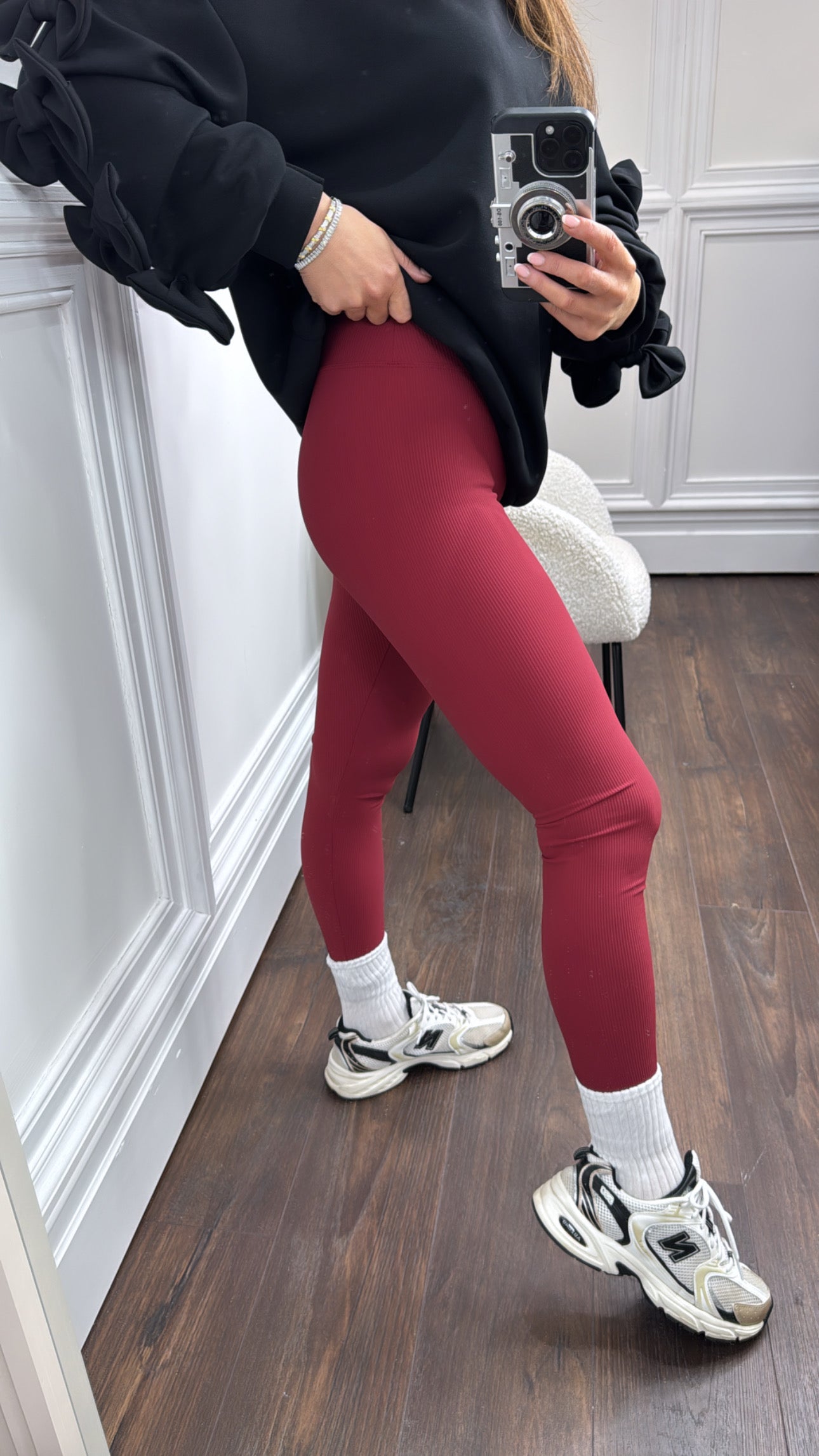 LAYLA cherry red high waist ribbed leggings